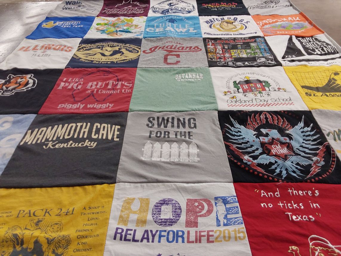 T-shirt quilt with community service, outdoor themes by Scott from SC
