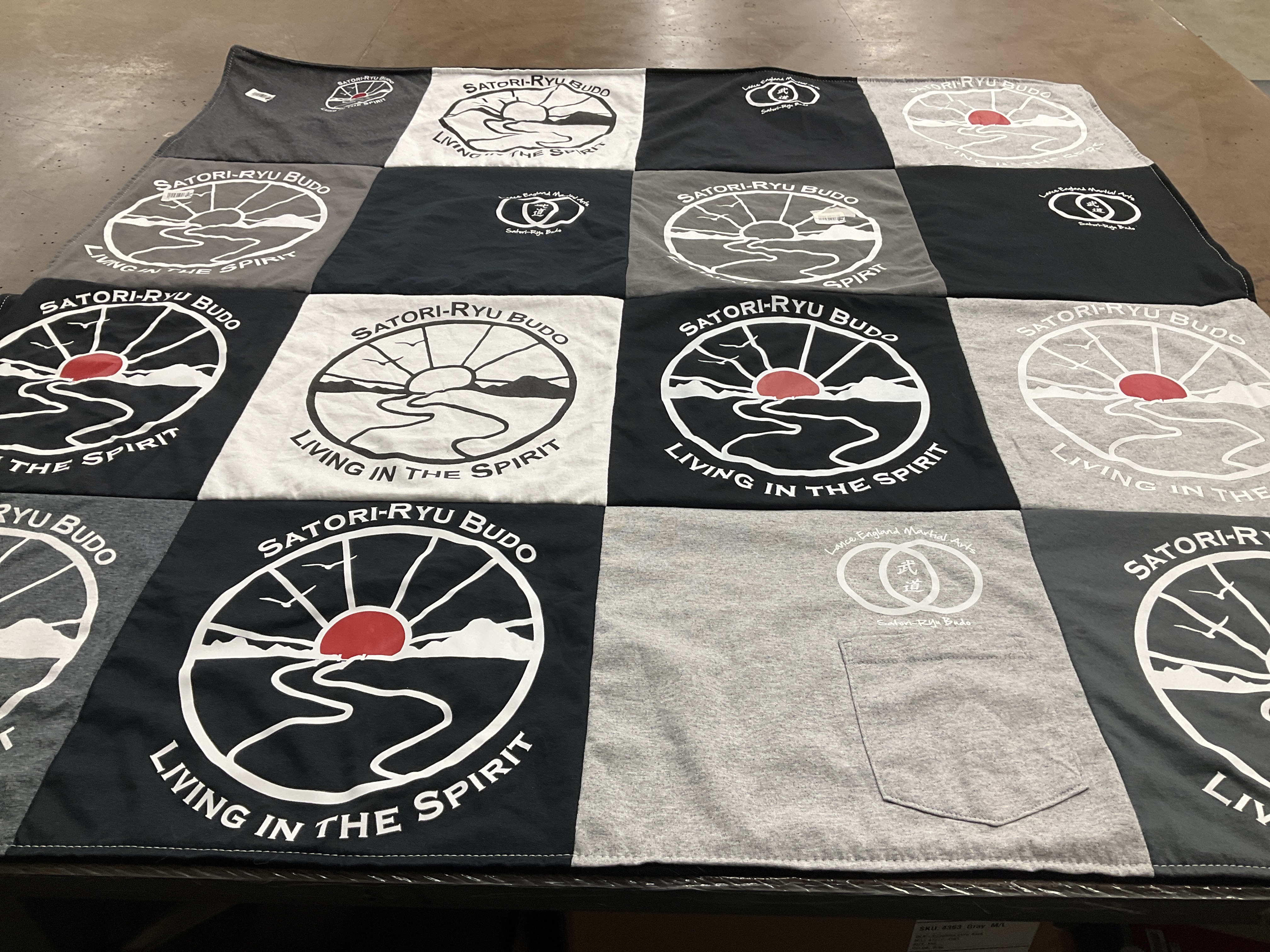 T-shirt quilt with martial arts, physical fitness themes by Meghan from TN