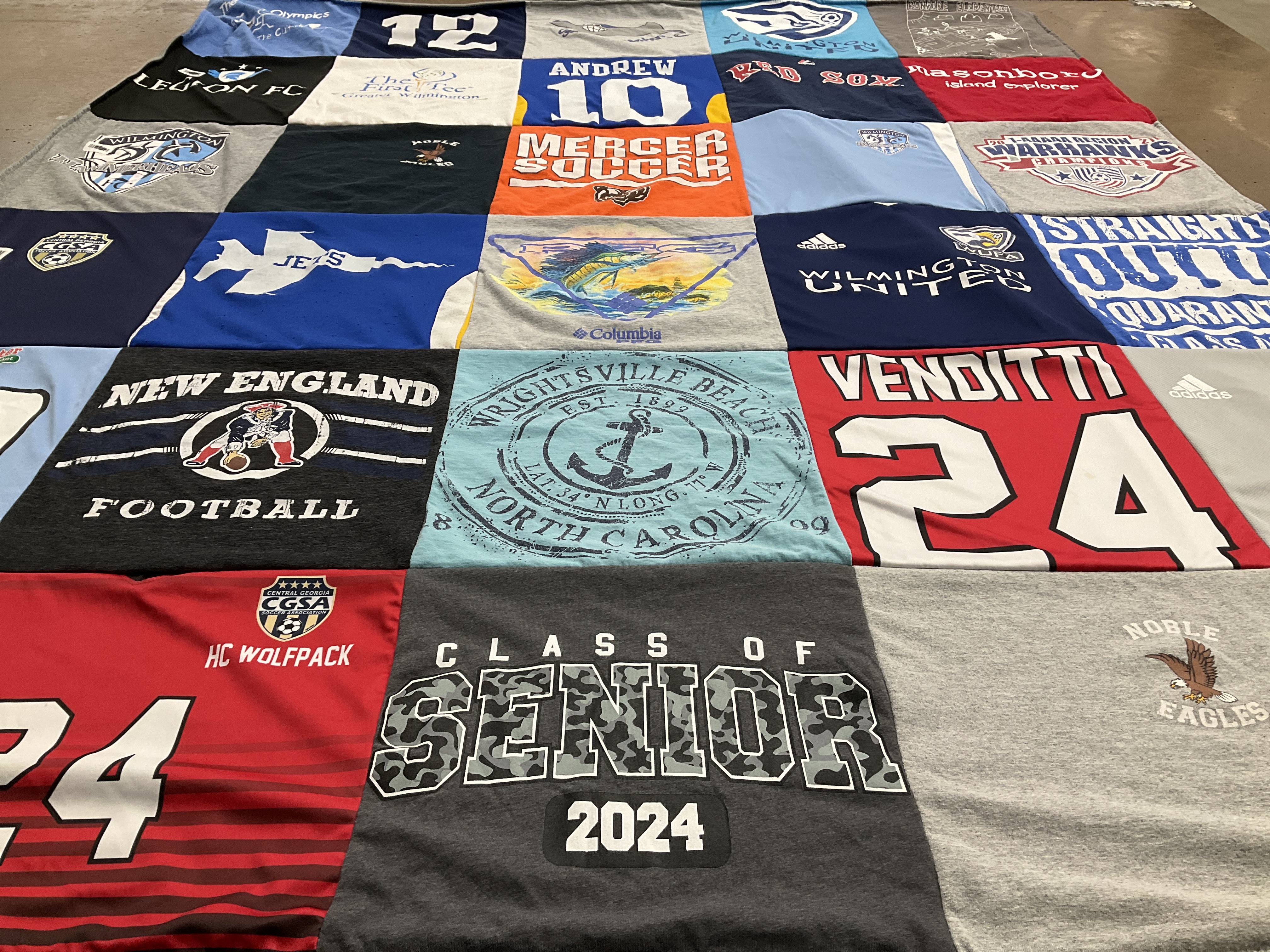 T-shirt quilt featuring new england football team, hc wolfpack by Jessica from NC
