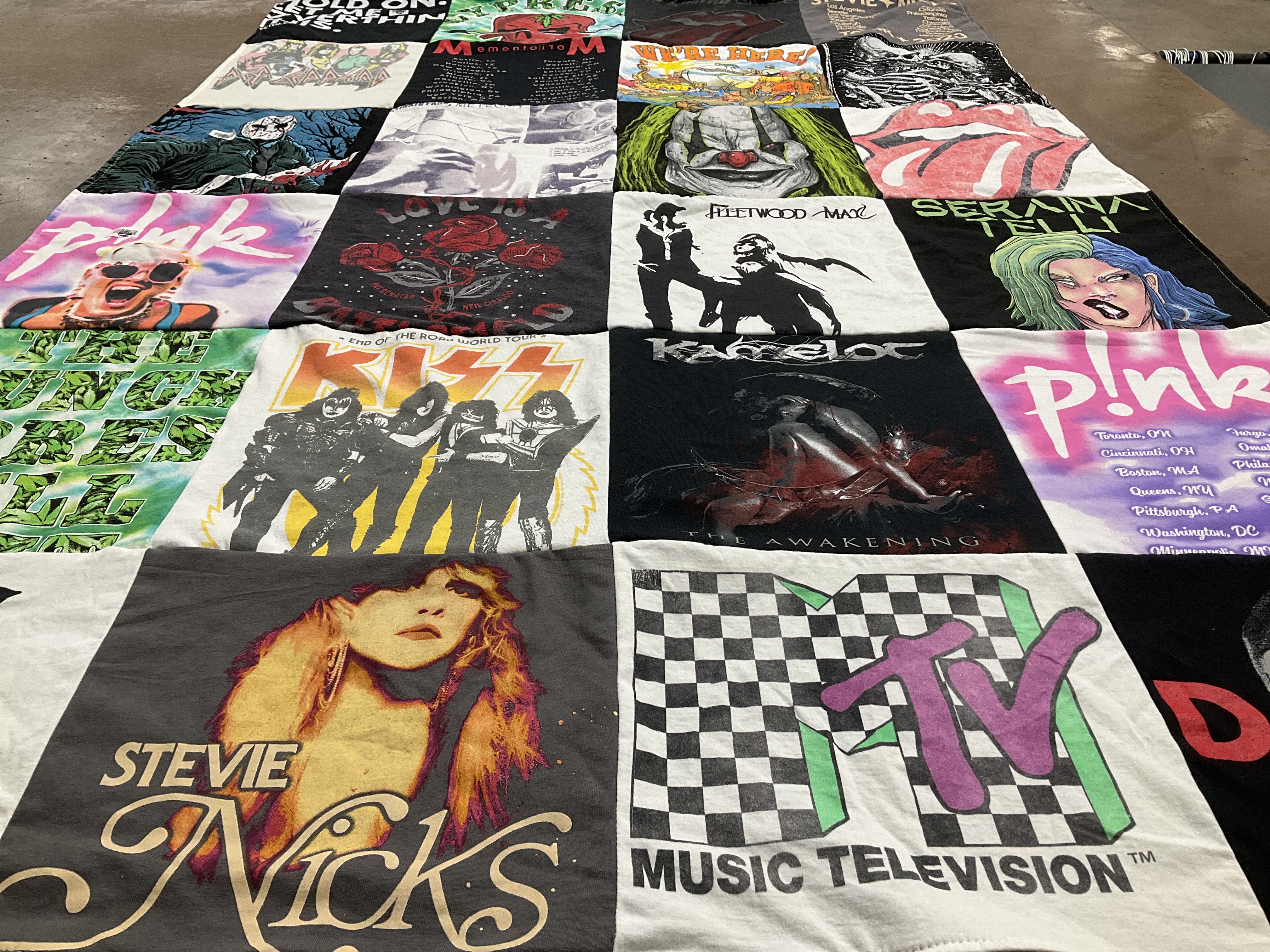 T-shirt quilt with music, rock themes by Carrie from NV