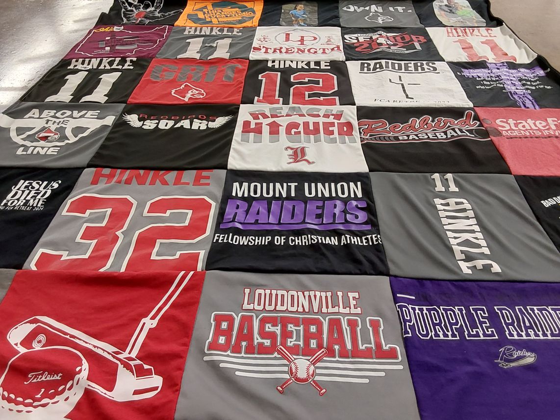 T-shirt quilt featuring raiders, redbirds by Carol from OH