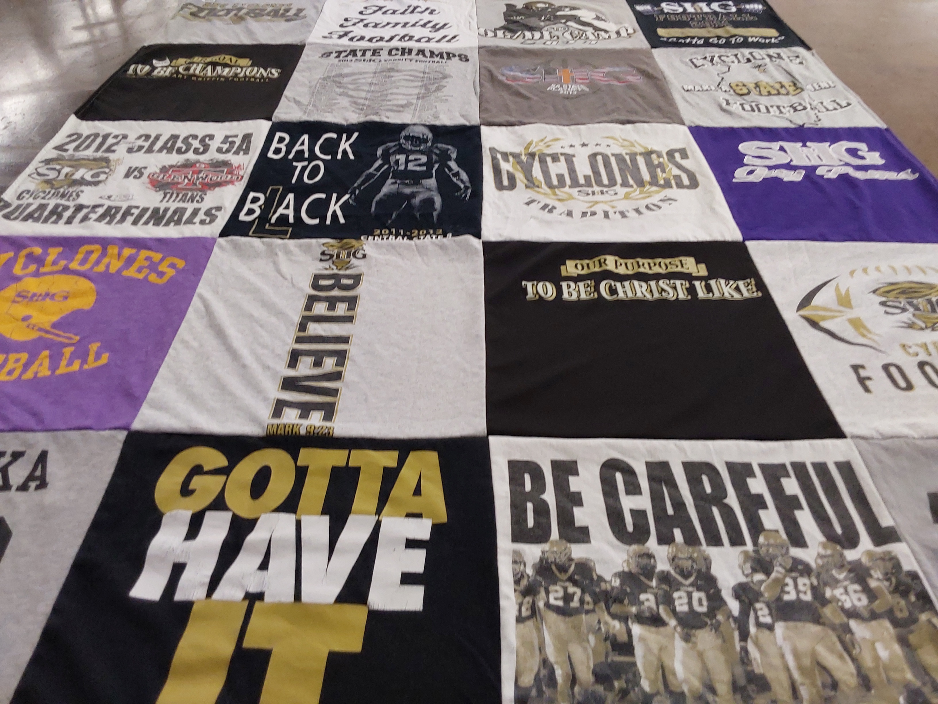 T-shirt quilt featuring cyclones football, sacred heart griffin high school football by Lisa from IL