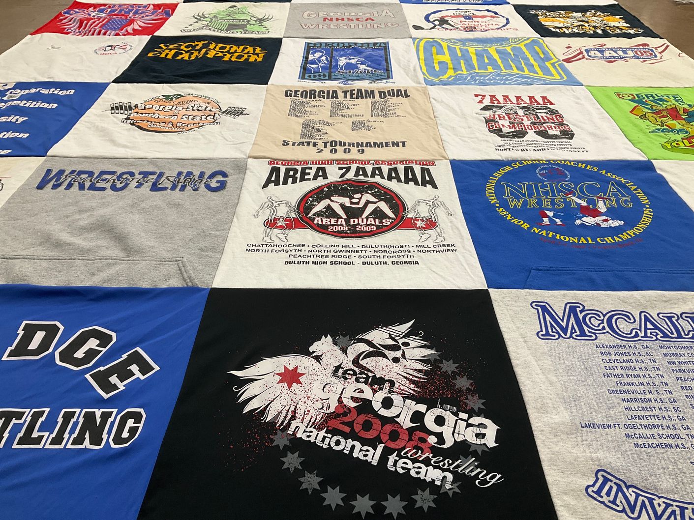 T-shirt quilt featuring georgia national wrestling team by Ellen from GA