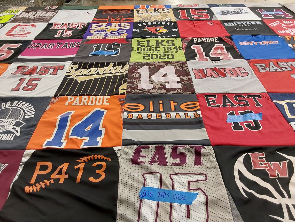 T-shirt quilt featuring spartans, east high school by Ashley from NC