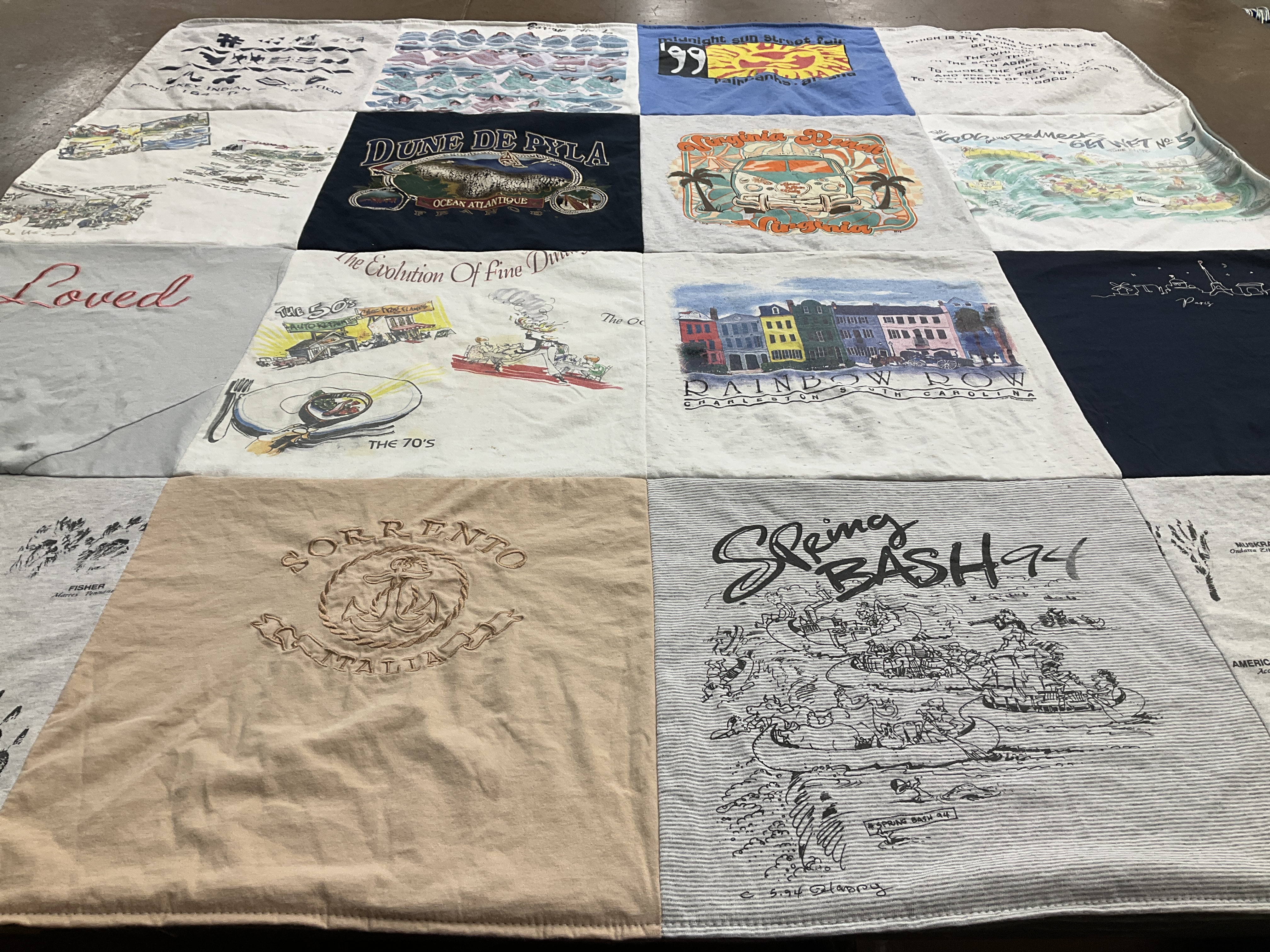 T-shirt quilt with travel, food themes by Lyn from VA
