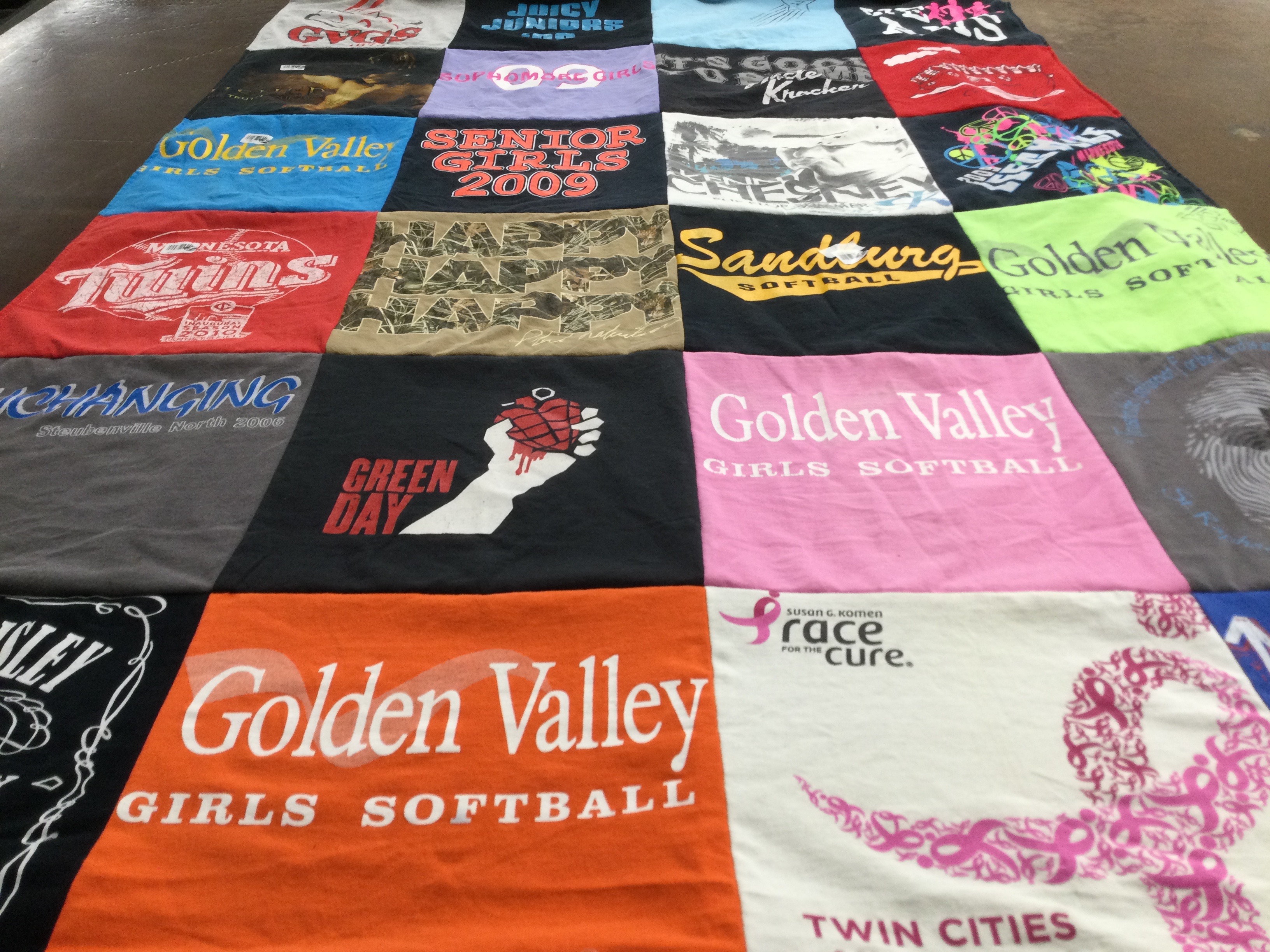 T-shirt quilt featuring golden valley girls softball by Cheryl from MN
