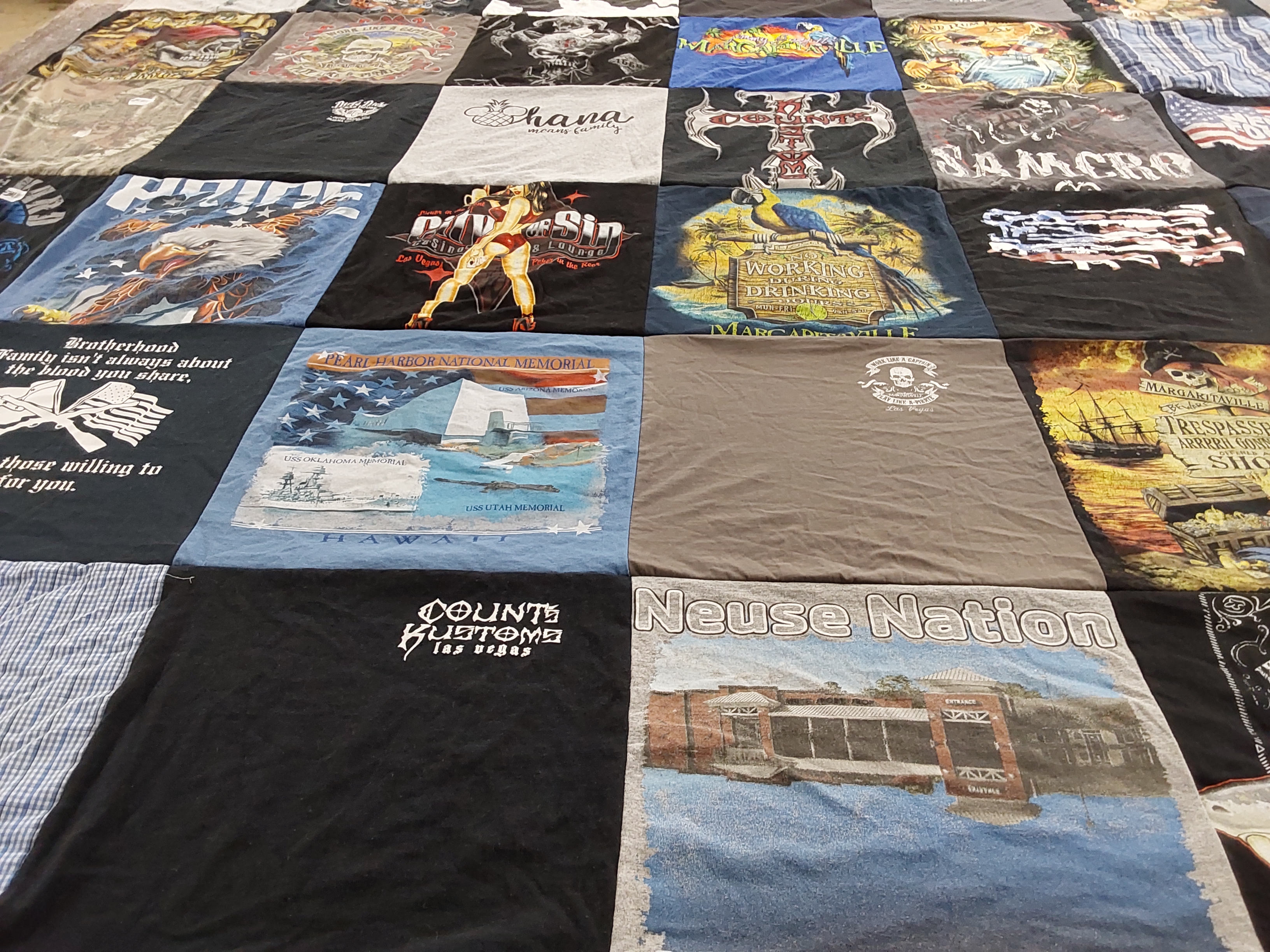 T-shirt quilt with motorcycles, traveling themes by Miranda from VA