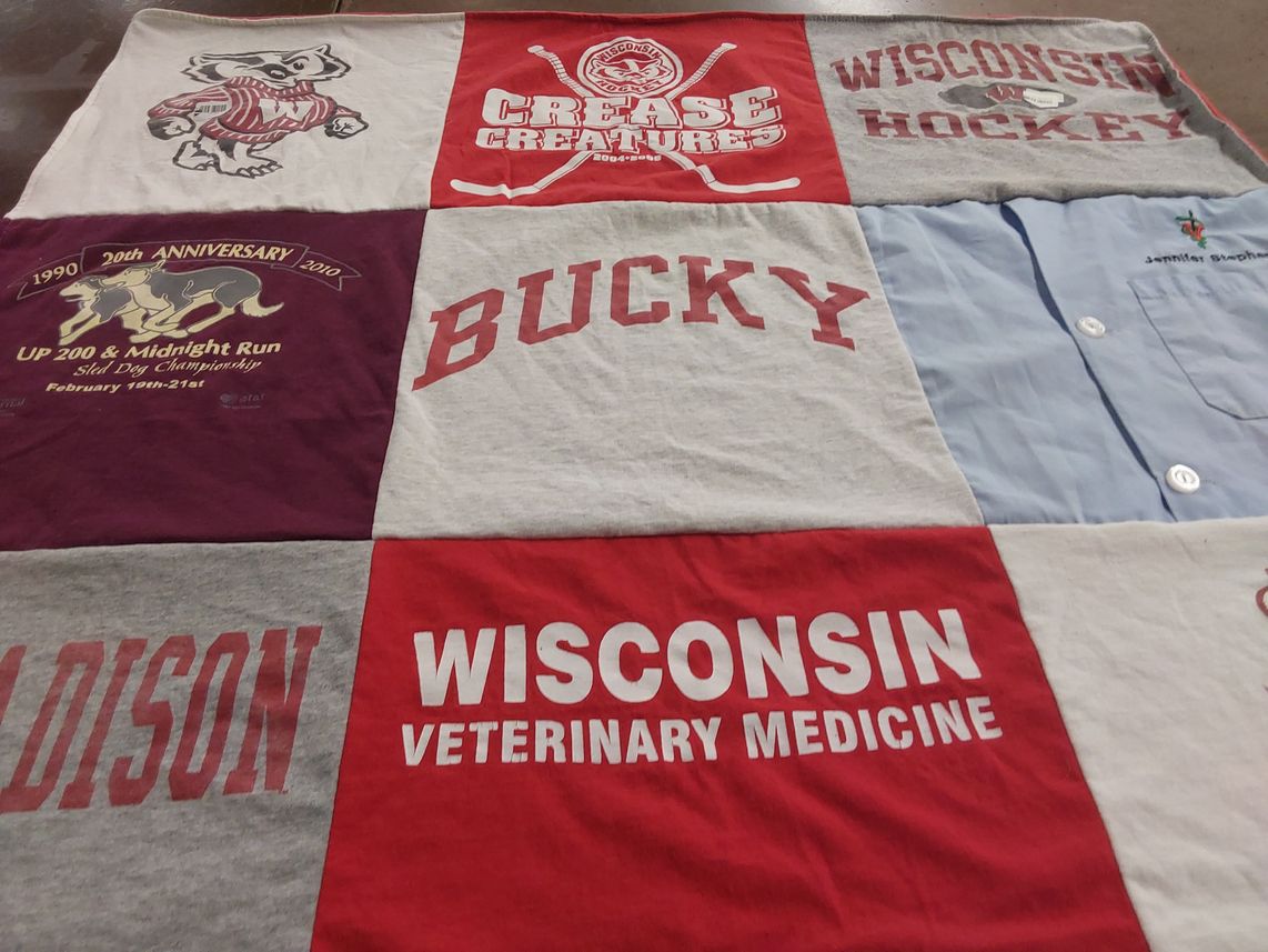 T-shirt quilt featuring wisconsin hockey by Jennifer from WI