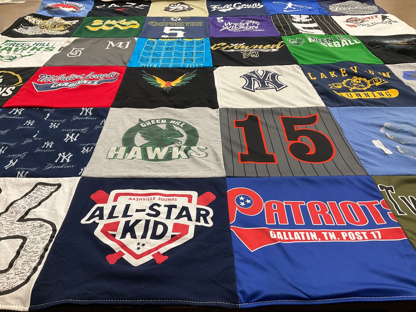 T-shirt quilt featuring nashville sounds, new york yankees by Rachel from TN