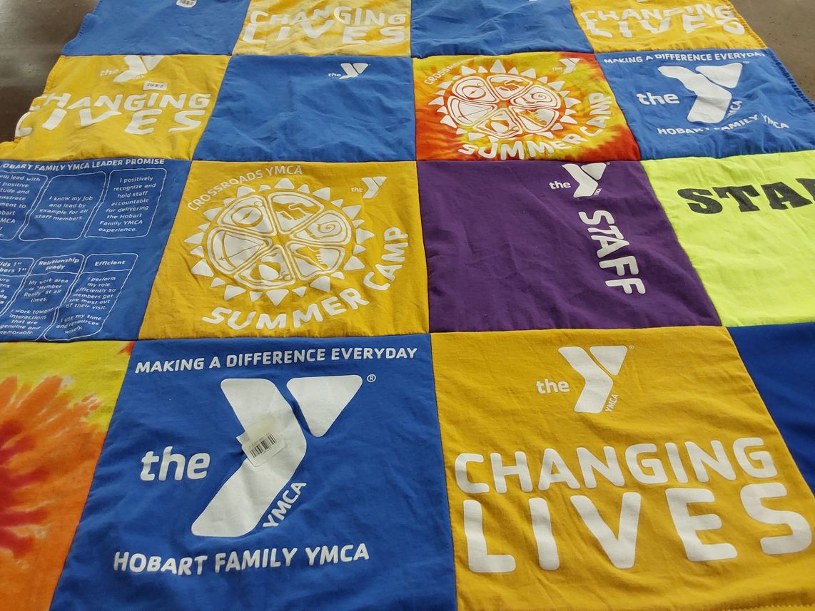 T-shirt quilt with community service, youth programs themes by Beth from IN