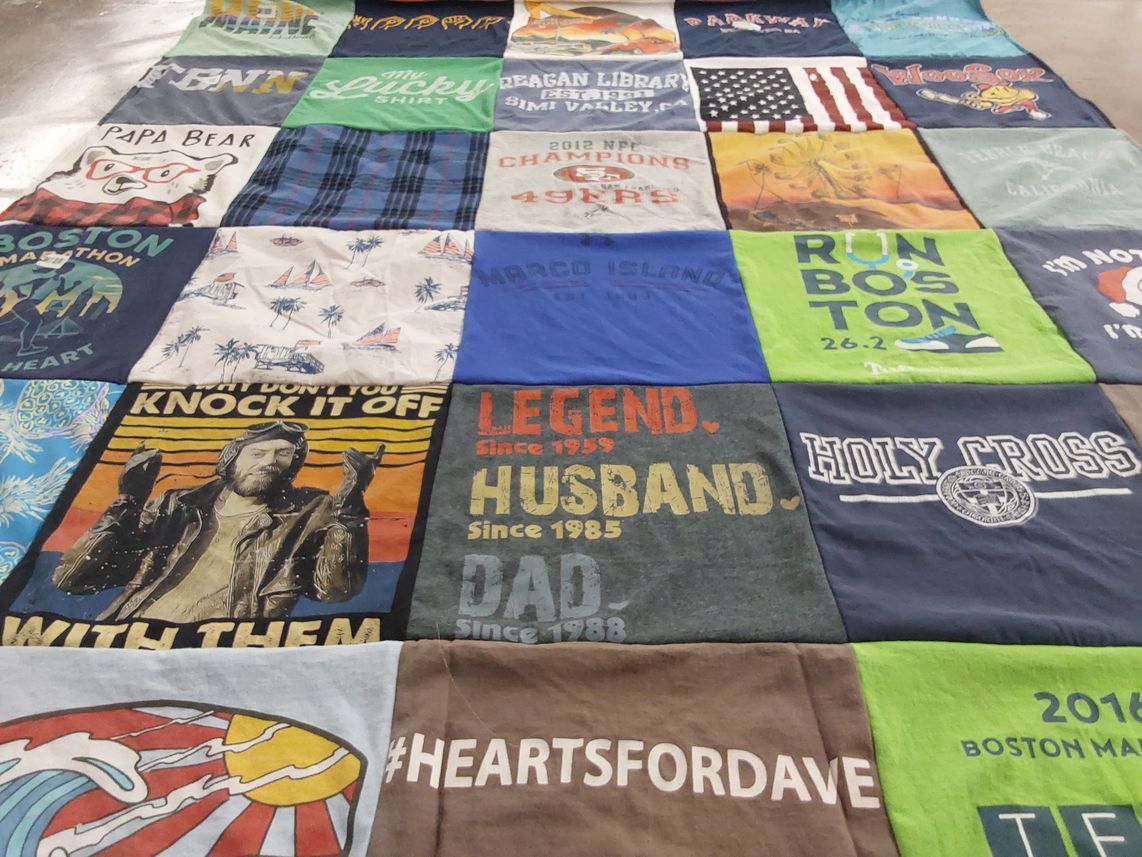 T-shirt quilt from holy cross university by Rocco from MA