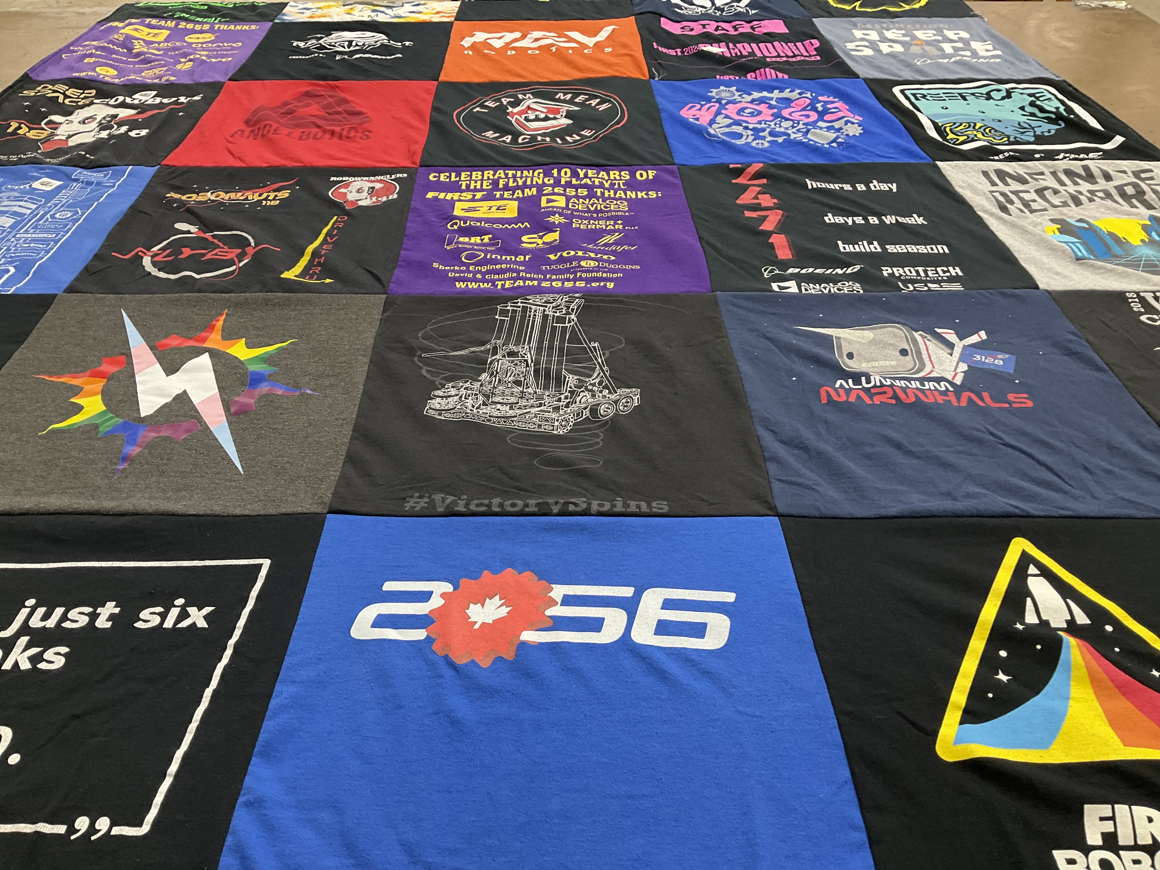 T-shirt quilt with robotics, engineering themes by Kristen from WA