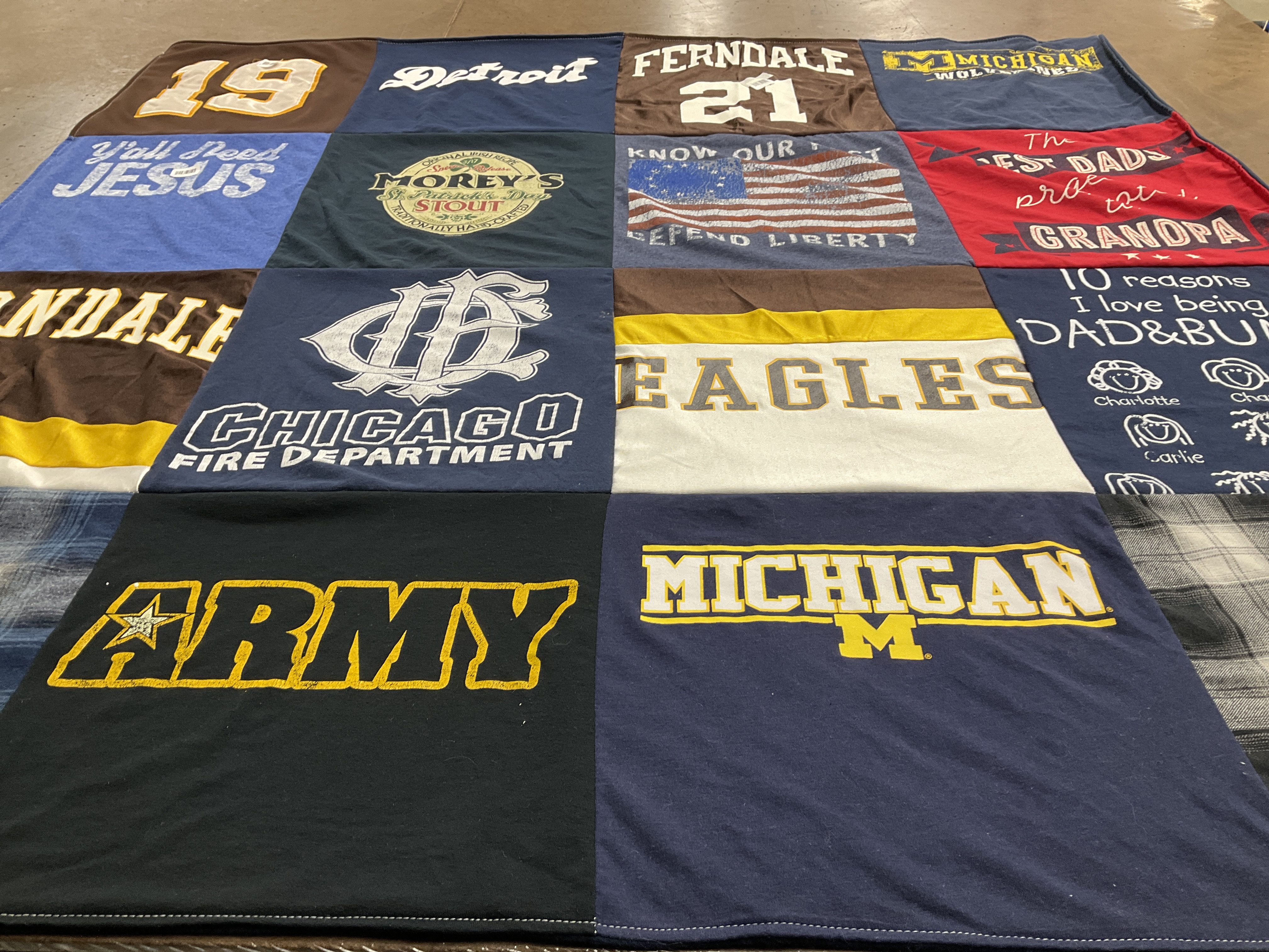 T-shirt quilt featuring michigan wolverines by Charlotte from MI