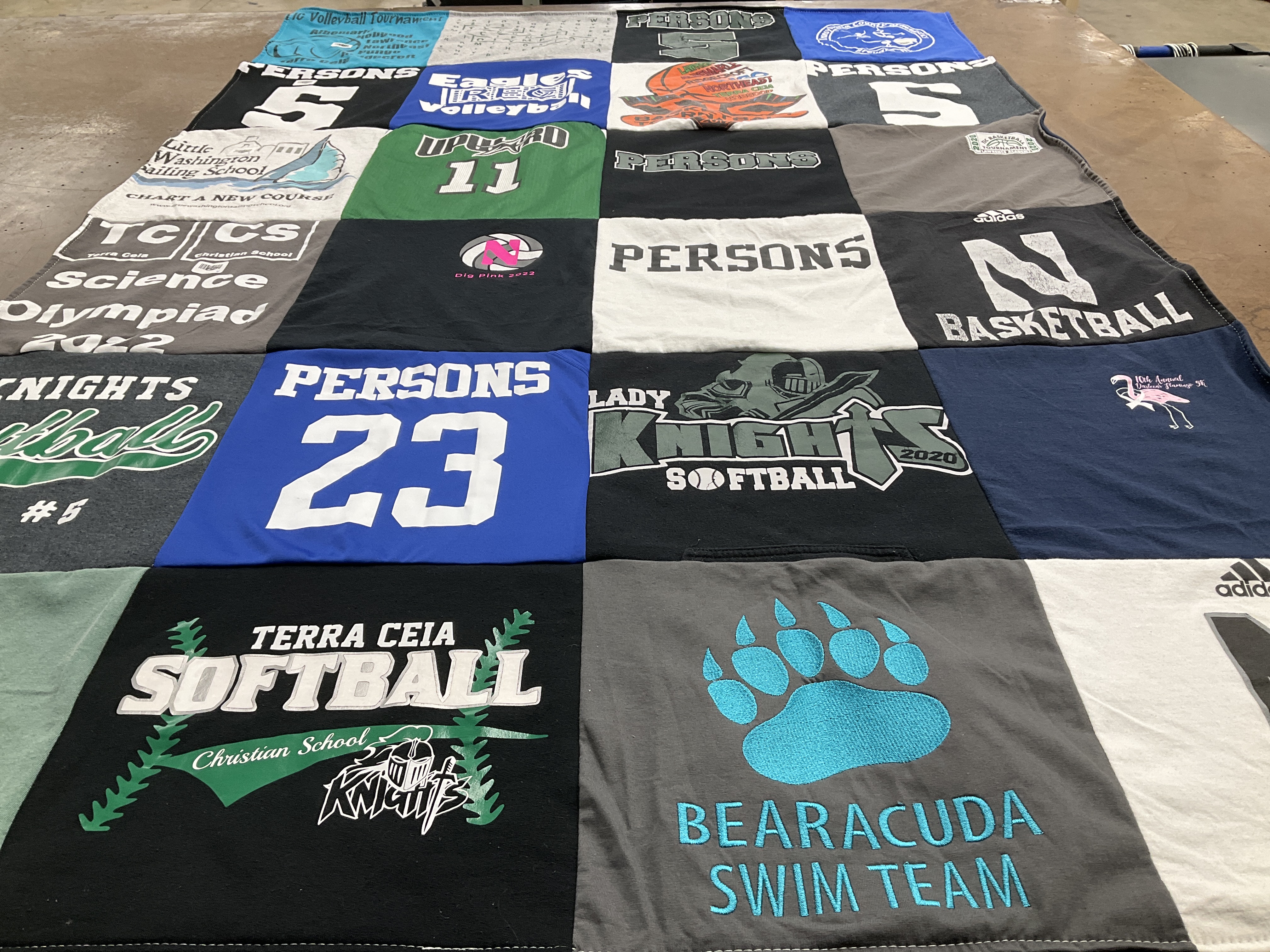 T-shirt quilt featuring lady knights softball by Sarah from NC