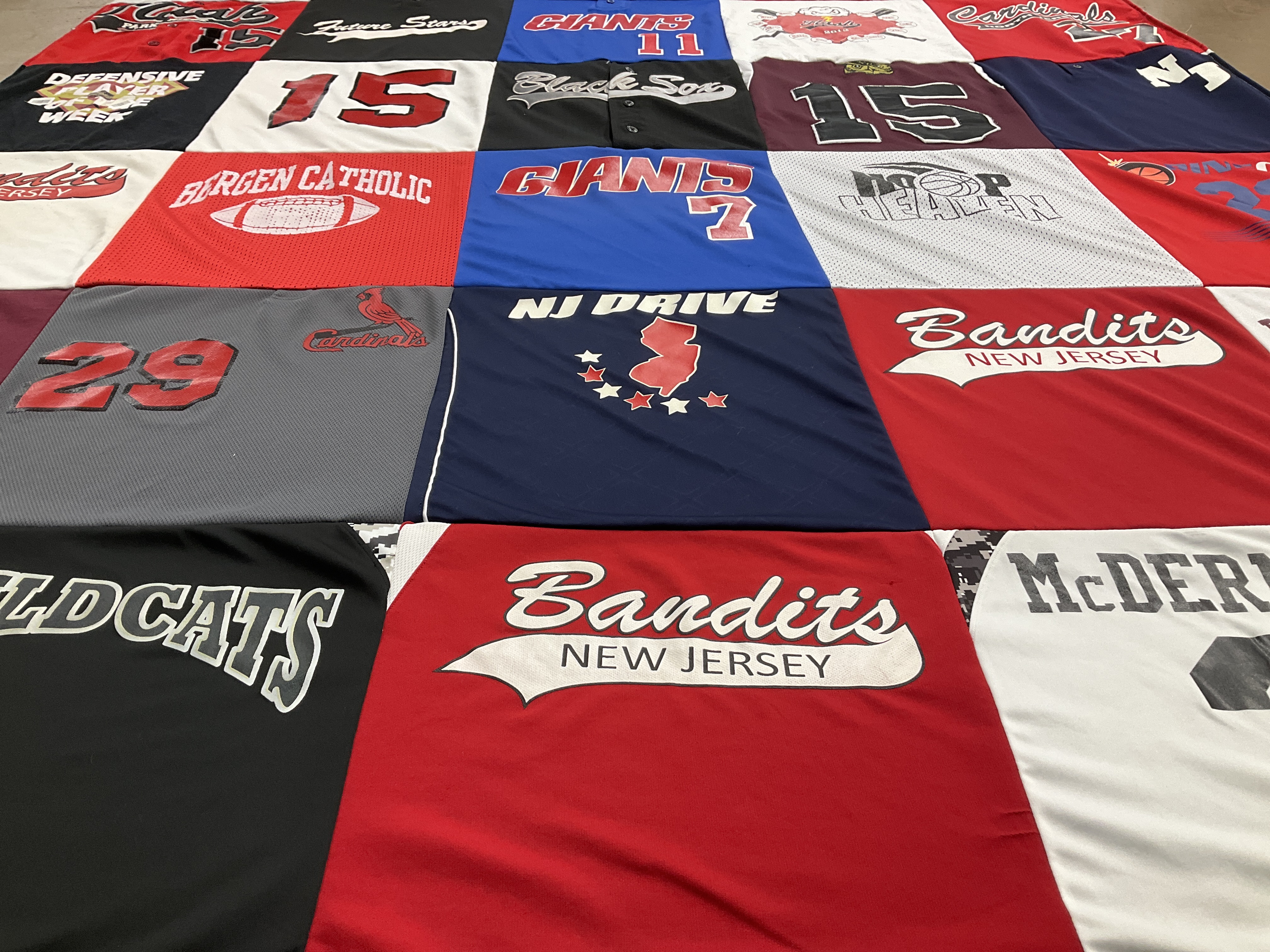 T-shirt quilt featuring new jersey bandits, wildcats by Christine from NJ