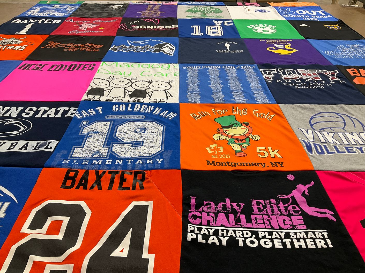 T-shirt quilt featuring viking volleyball, lady elite by Jayme from NY