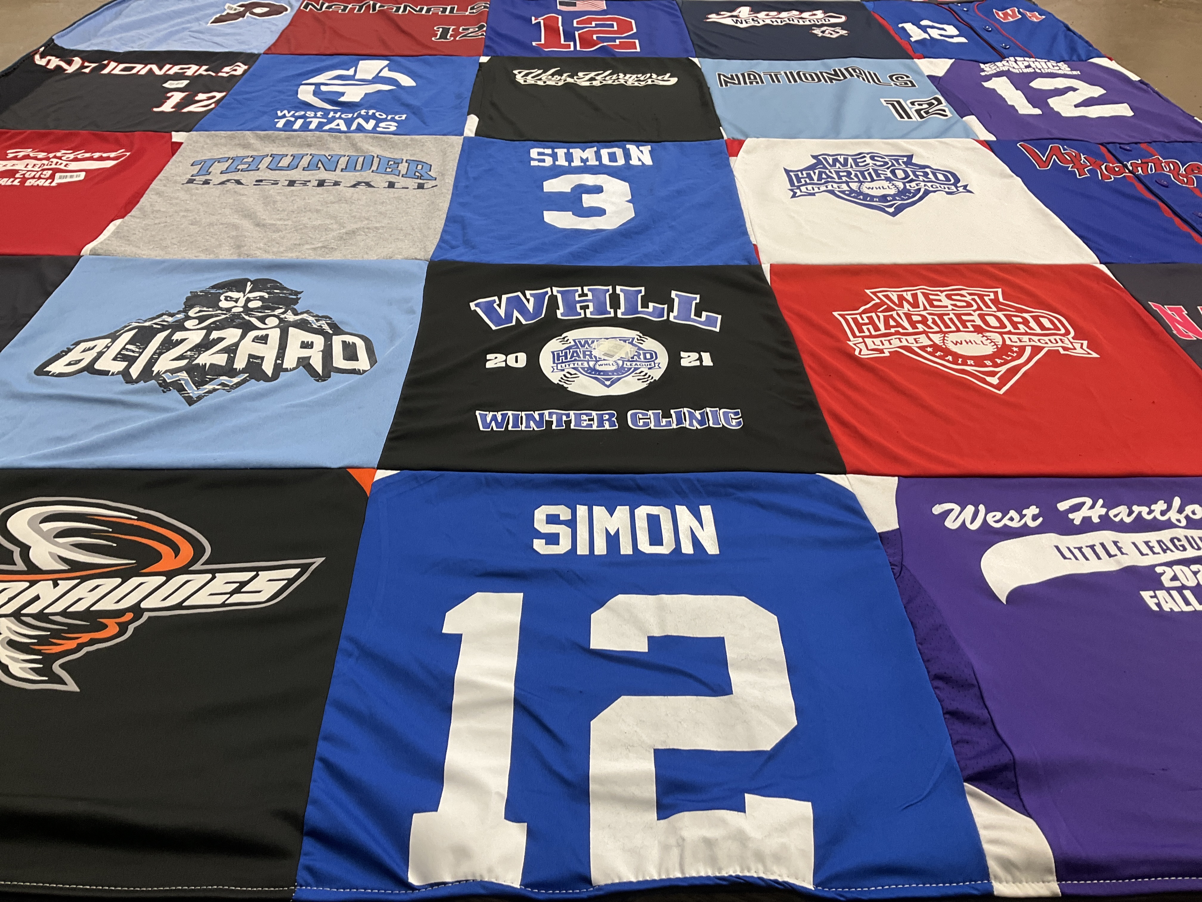 T-shirt quilt featuring west hartford titans, blizzard by Lynn from CT