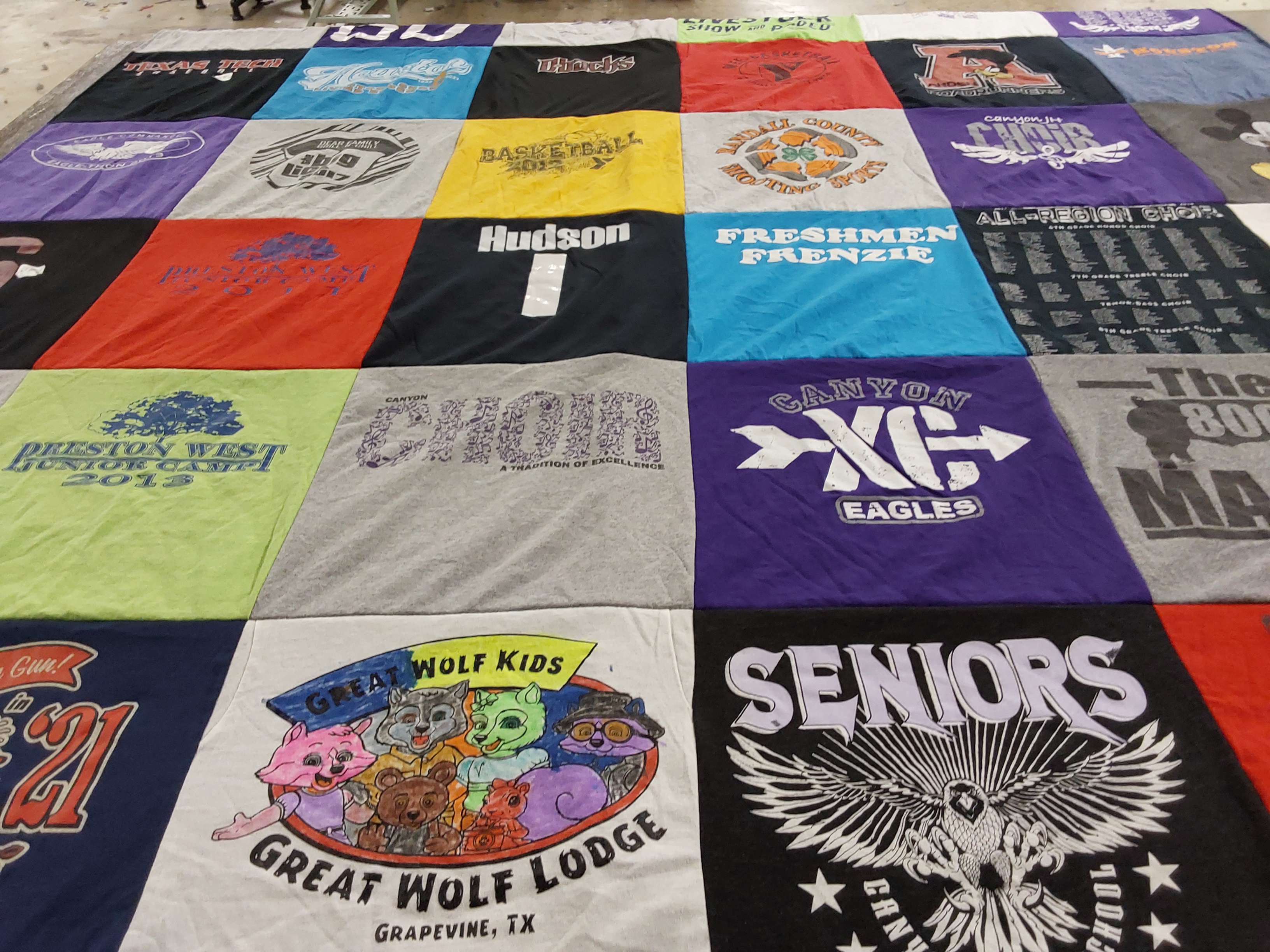 T-shirt quilt featuring canyon eagles cross country by Michelle from TX