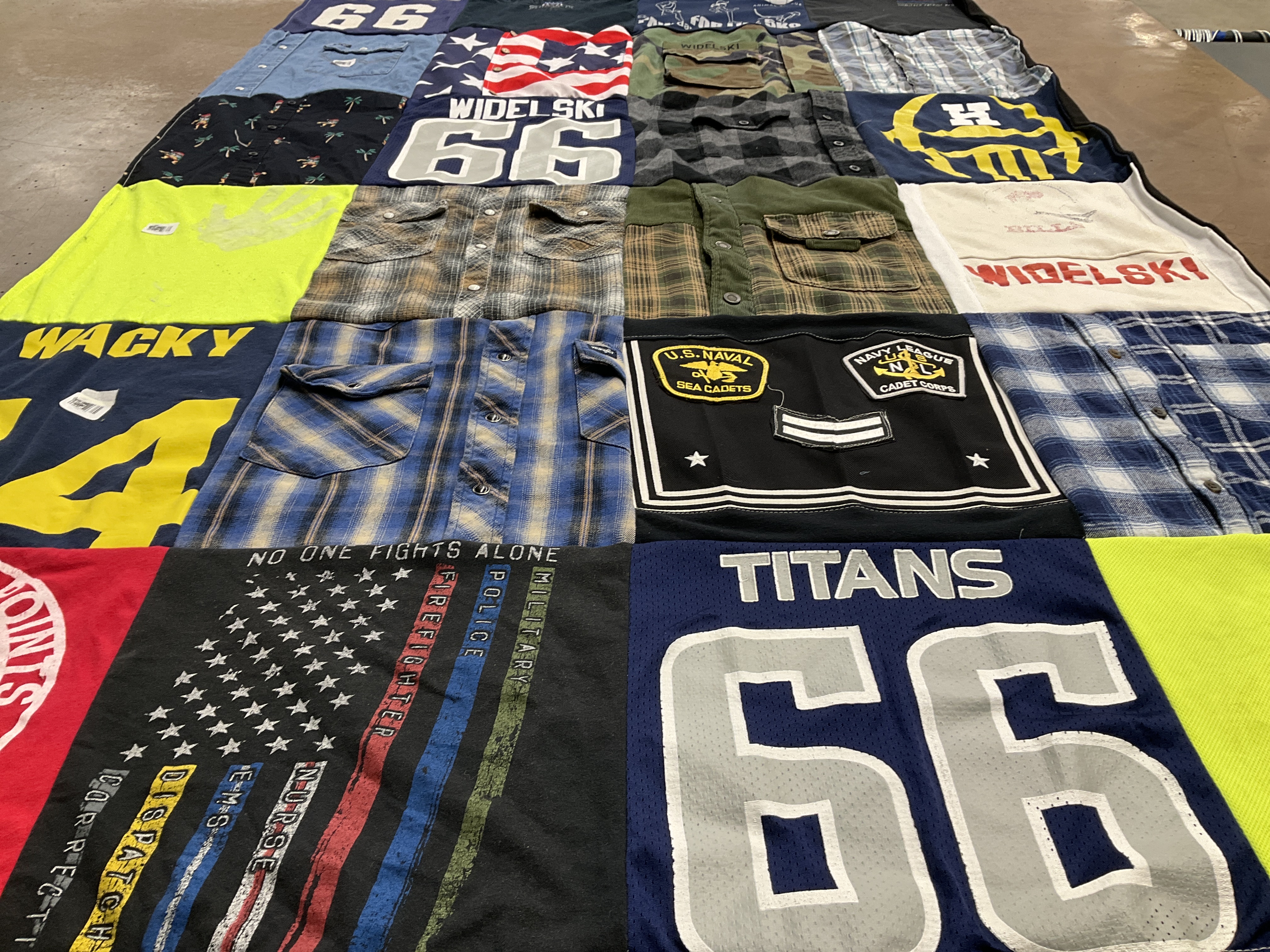 T-shirt quilt with sports, military themes by Heather from NC