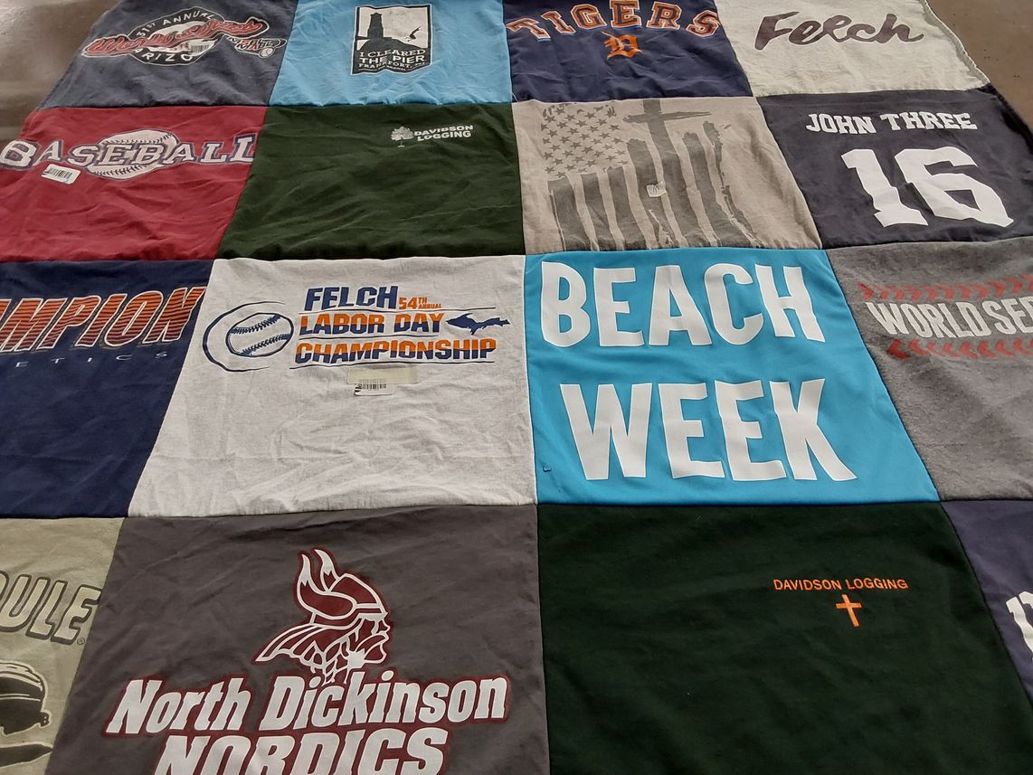 T-shirt quilt from north dickinson high school by candy from MI