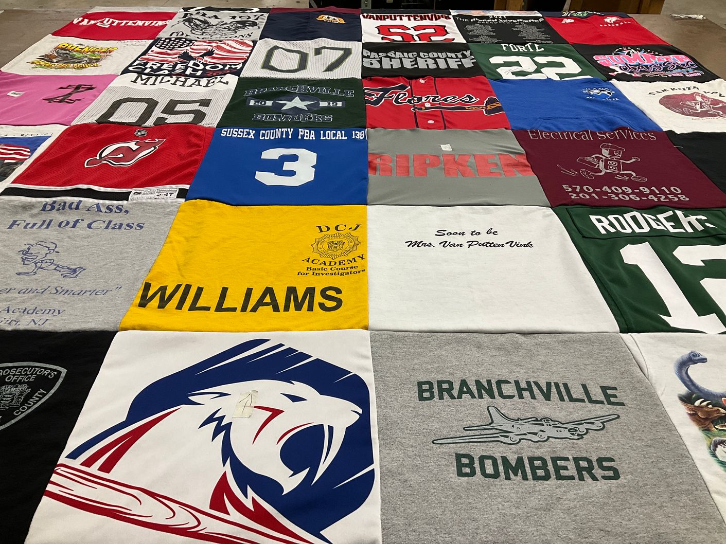 T-shirt quilt featuring branchville bombers by William from FL