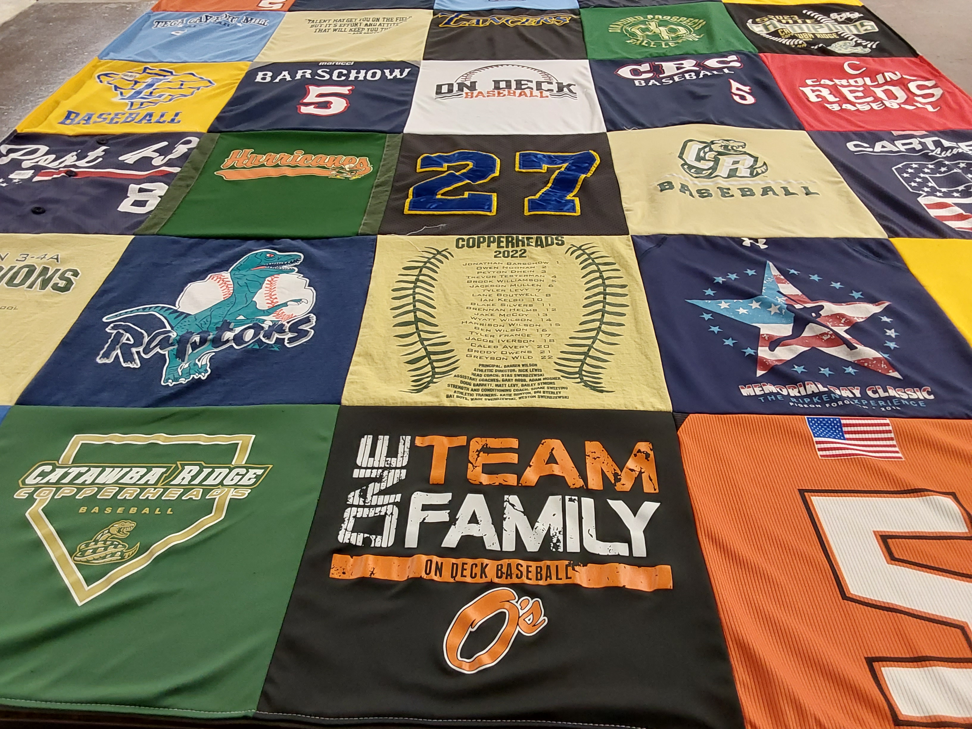 T-shirt quilt featuring catawba ridge high school baseball, hurricanes baseball by Wayne from SC