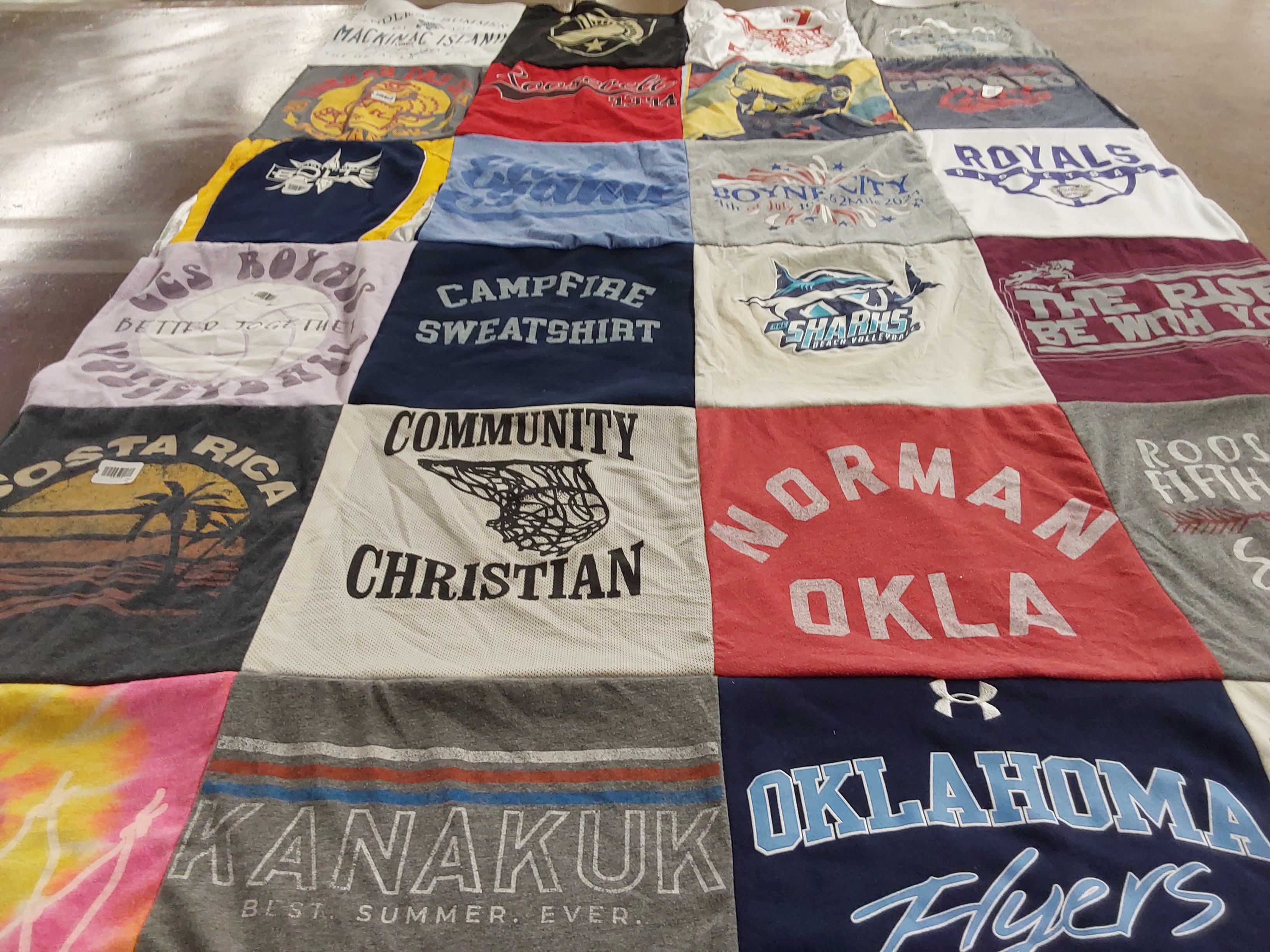 T-shirt quilt featuring royals, sharks by Sheryl from OK