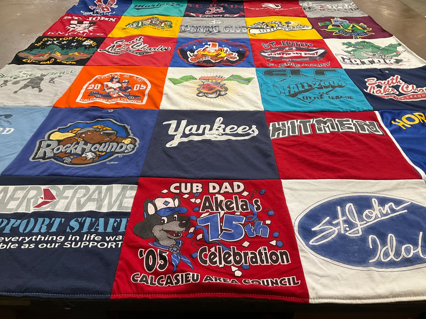 T-shirt quilt featuring rockhounds, yankees by Jennifer from LA