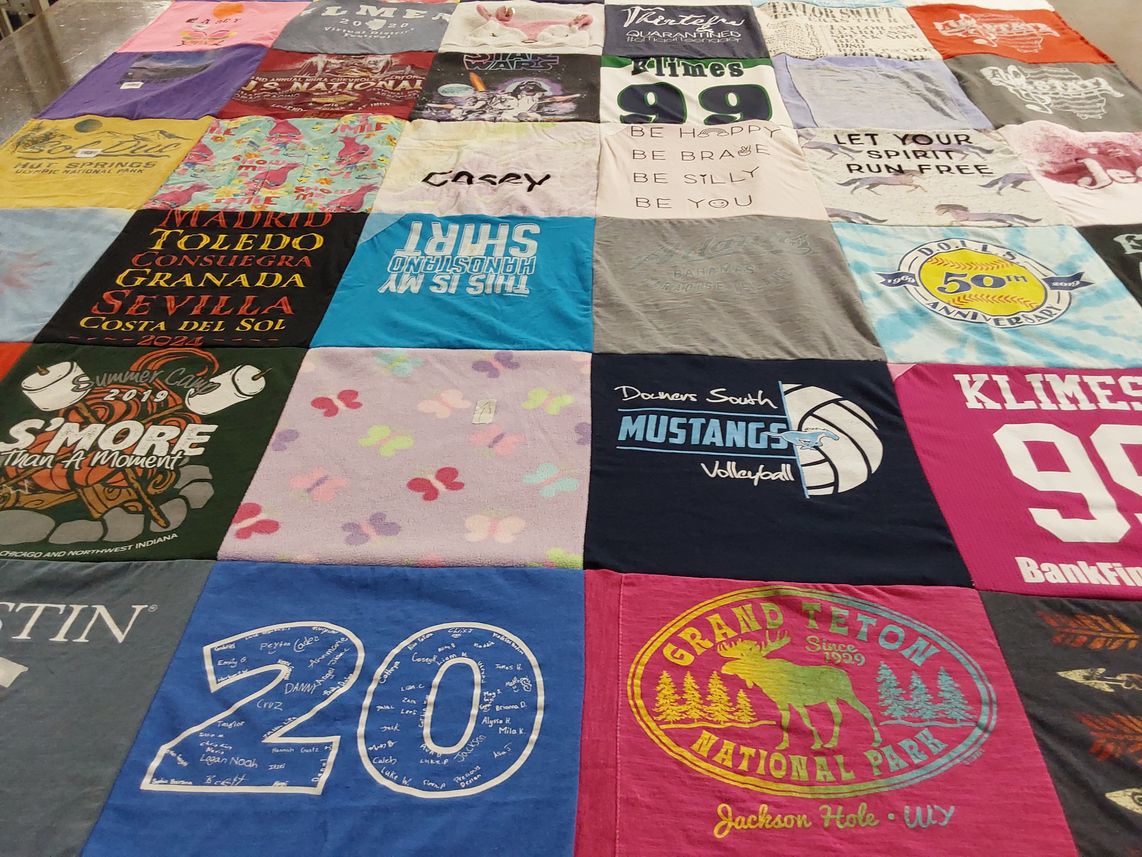 T-shirt quilt featuring downers south mustangs volleyball by Christy from IL