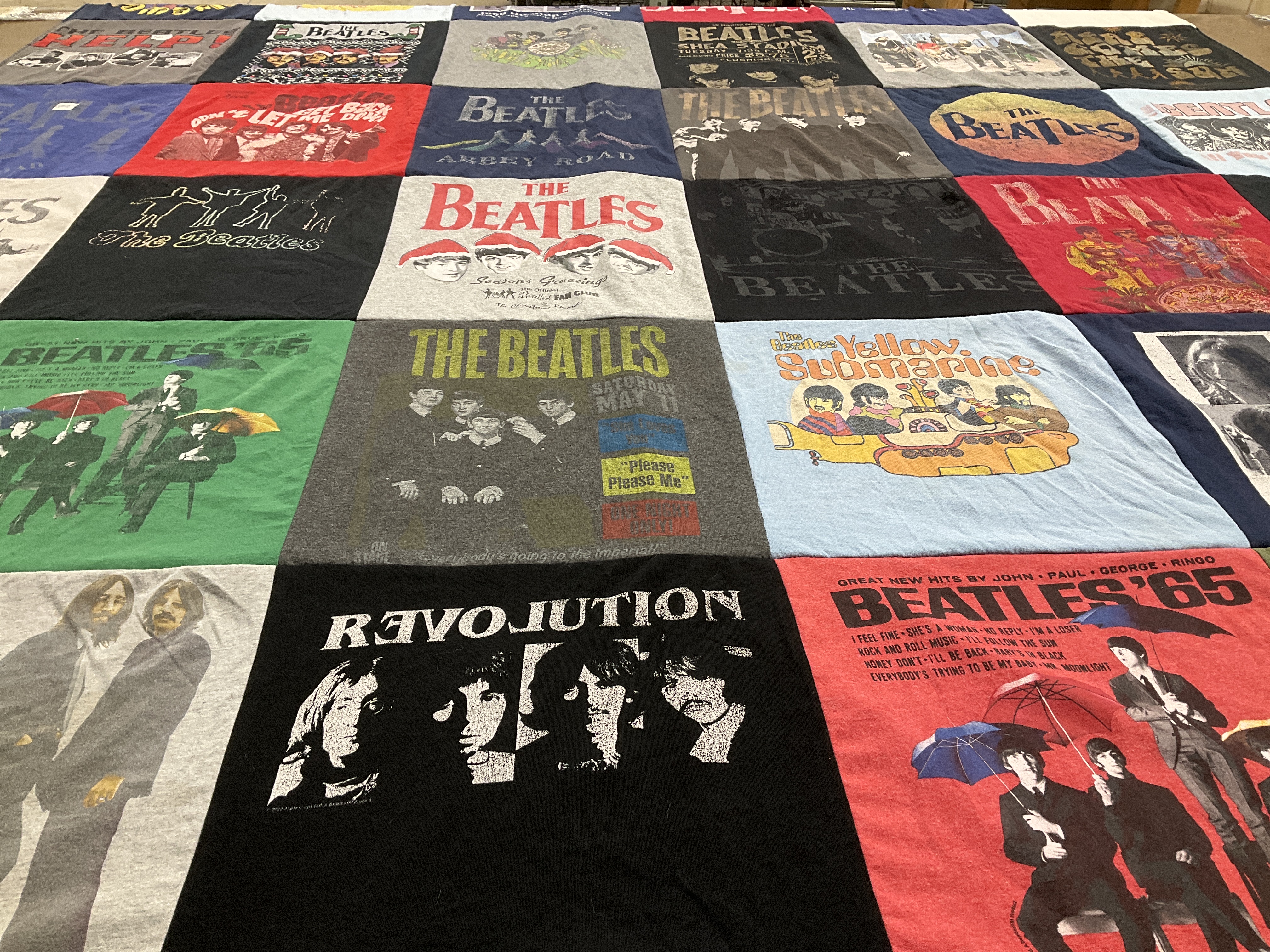 T-shirt quilt with music, bands themes by CYNTHIA from IA