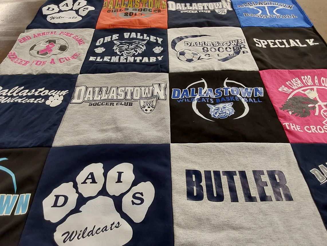 T-shirt quilt featuring dallastown wildcats basketball, dallastown soccer club by Karen from PA