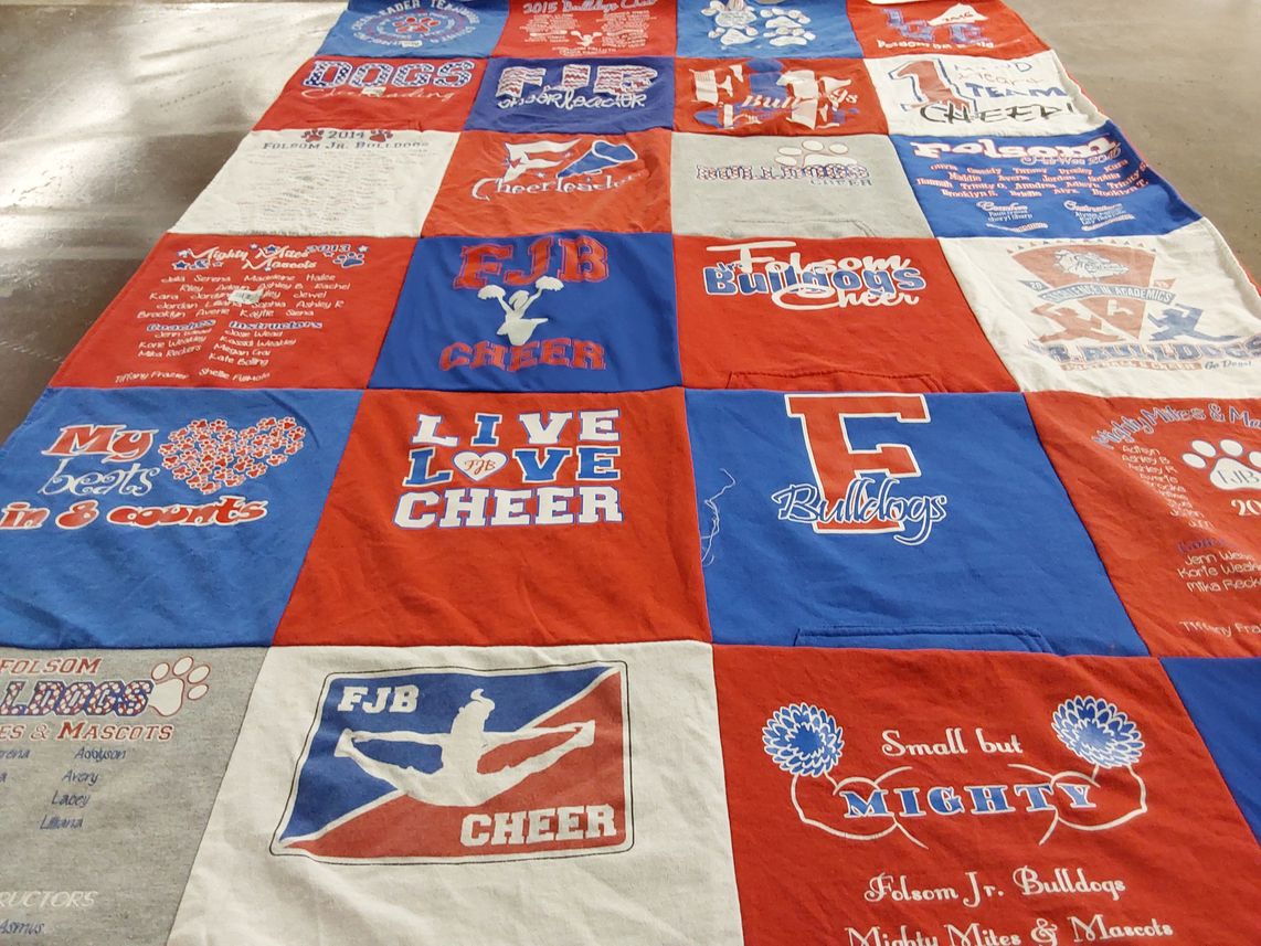 T-shirt quilt featuring folsom junior bulldogs by Chrissy from CA