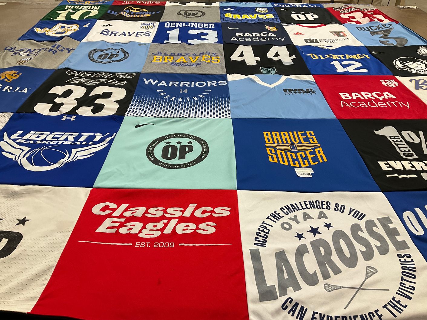 T-shirt quilt featuring braves soccer, braves basketball by Juliann from OH