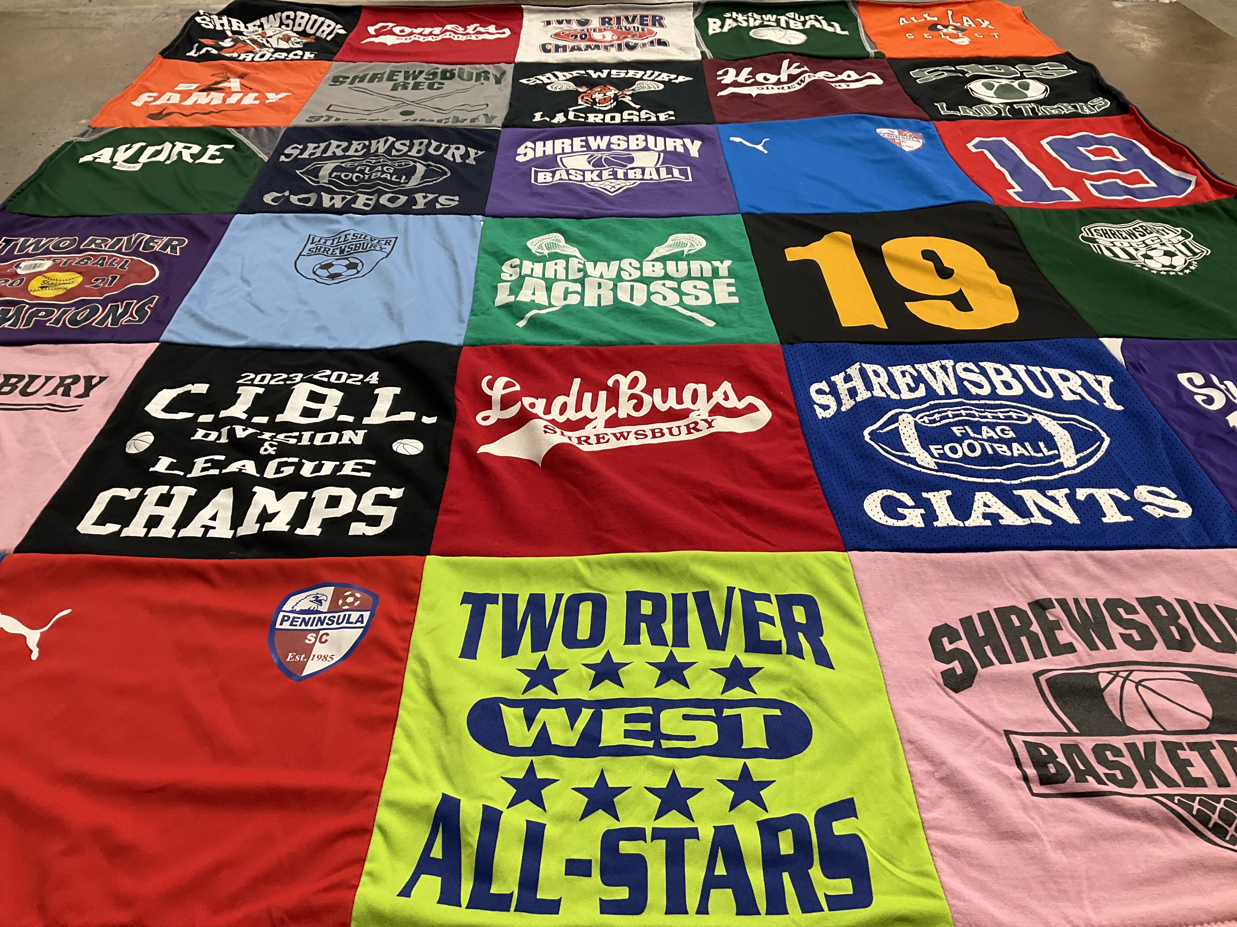 T-shirt quilt featuring two river all-stars, shrewsbury giants by Karen from NJ