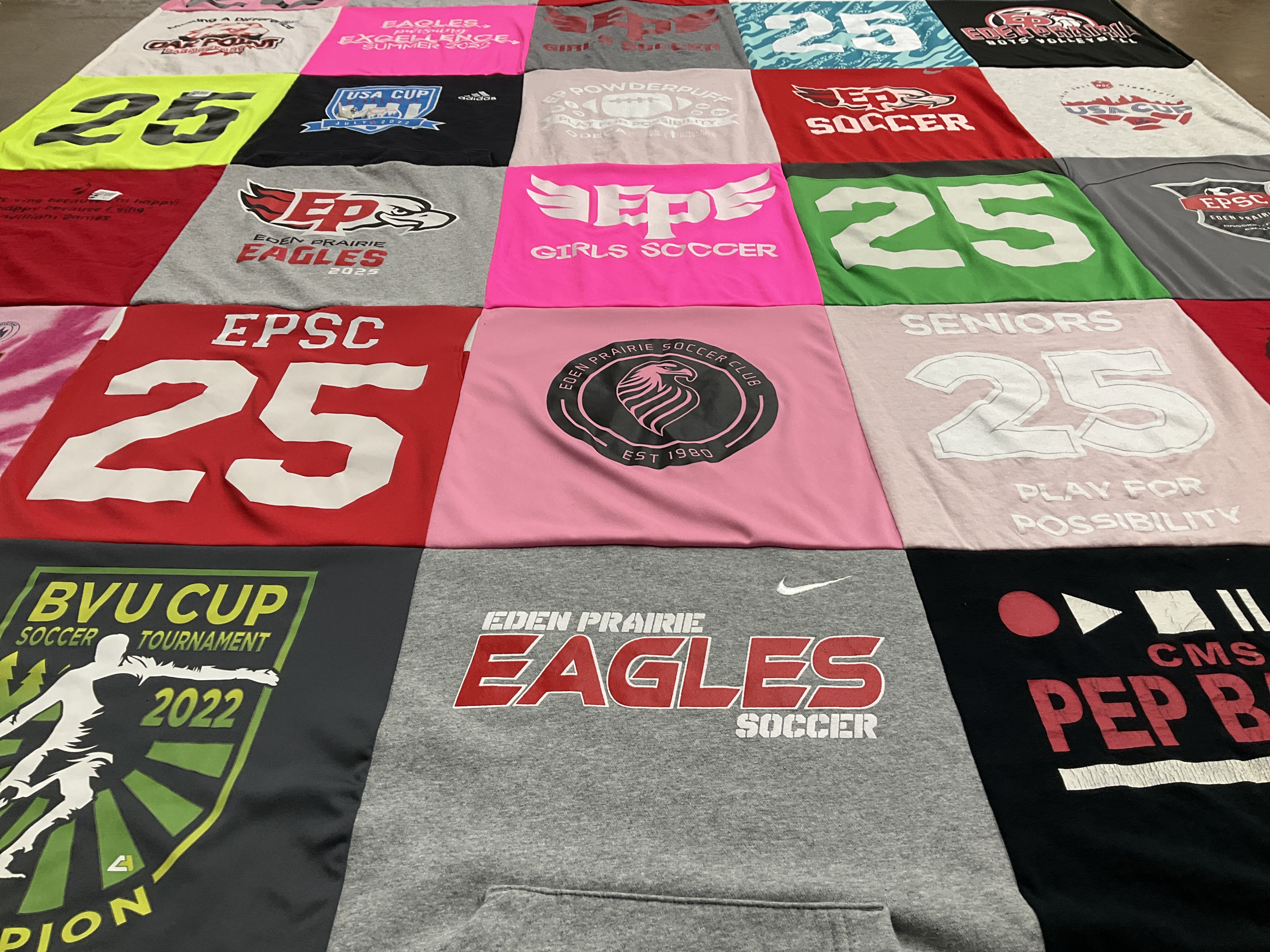 T-shirt quilt featuring eden prairie eagles soccer by Brenda from MN