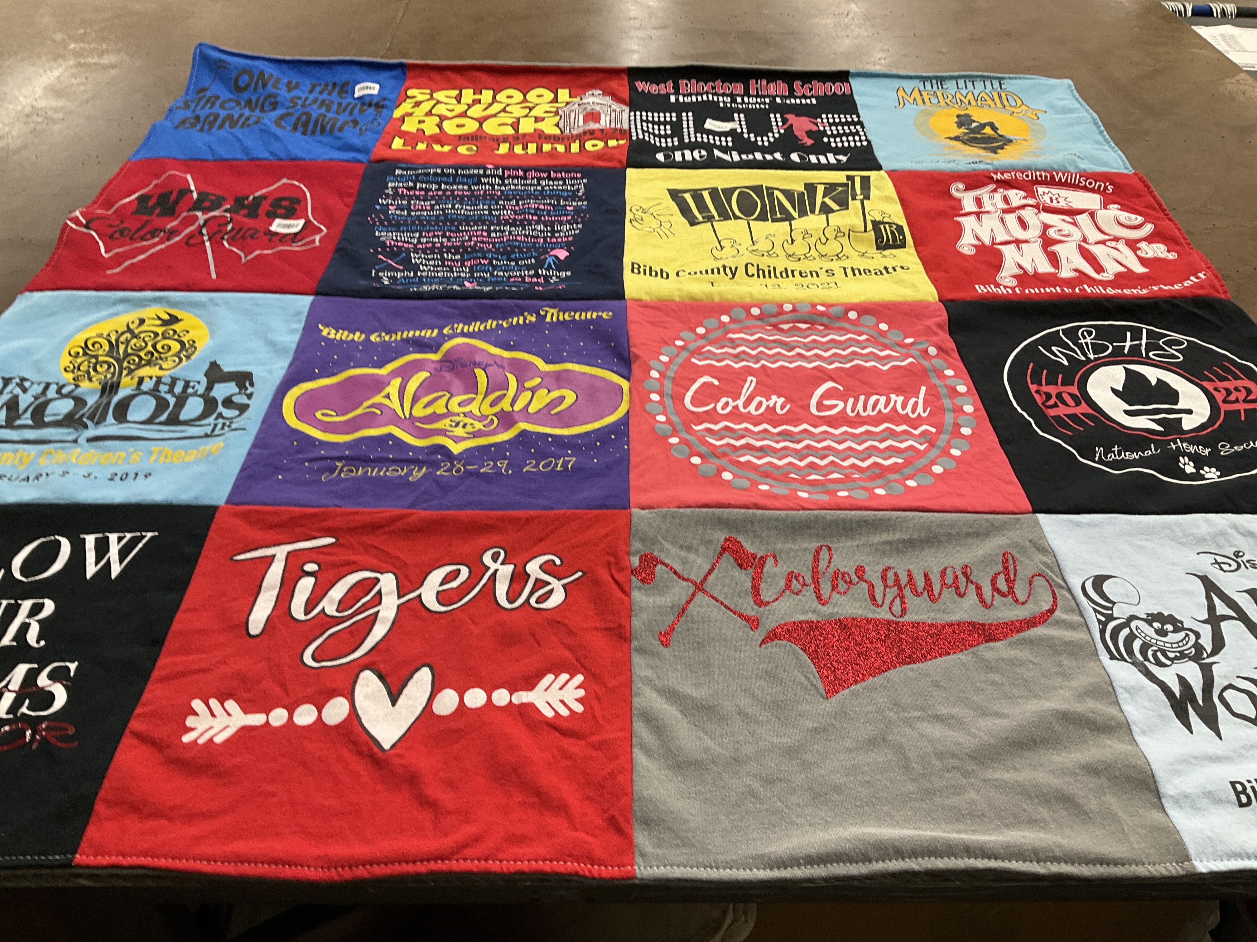 T-shirt quilt featuring wbhs color guard, bibb county children's theatre by Krissi from AL