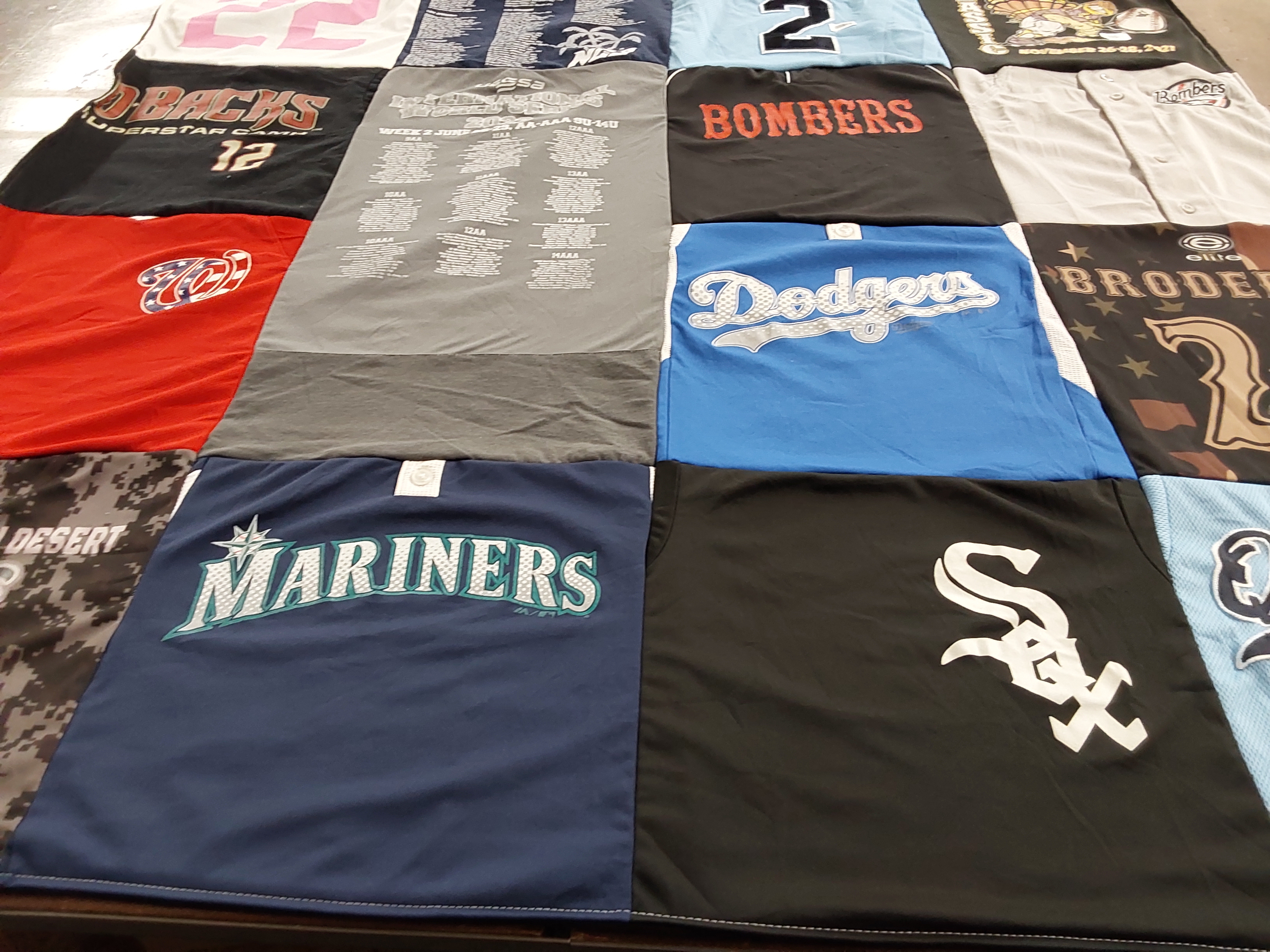 T-shirt quilt featuring seattle mariners, los angeles dodgers by Danielle from CA