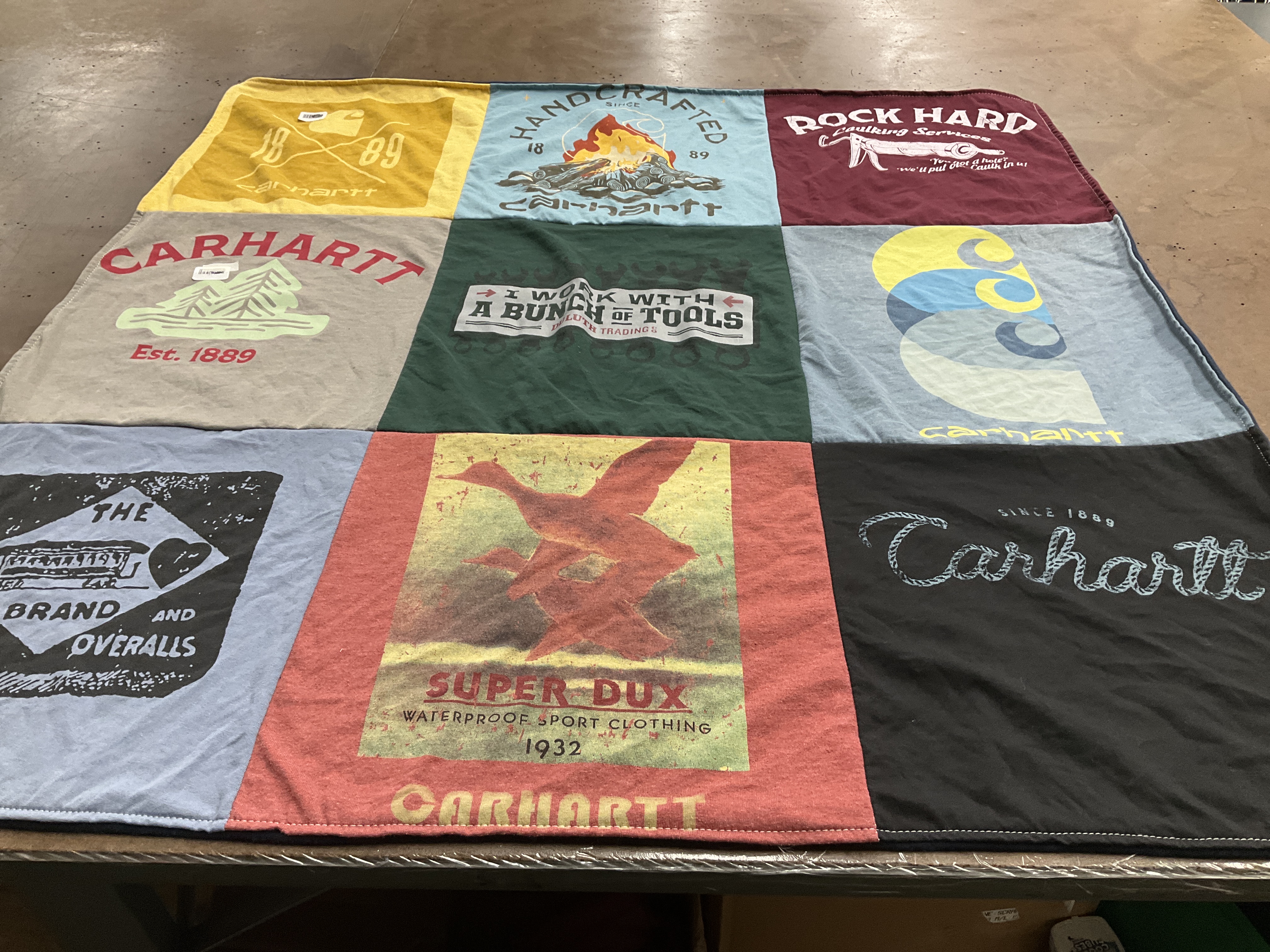 T-shirt quilt with outdoor activities, craftsmanship themes by Robin from CT
