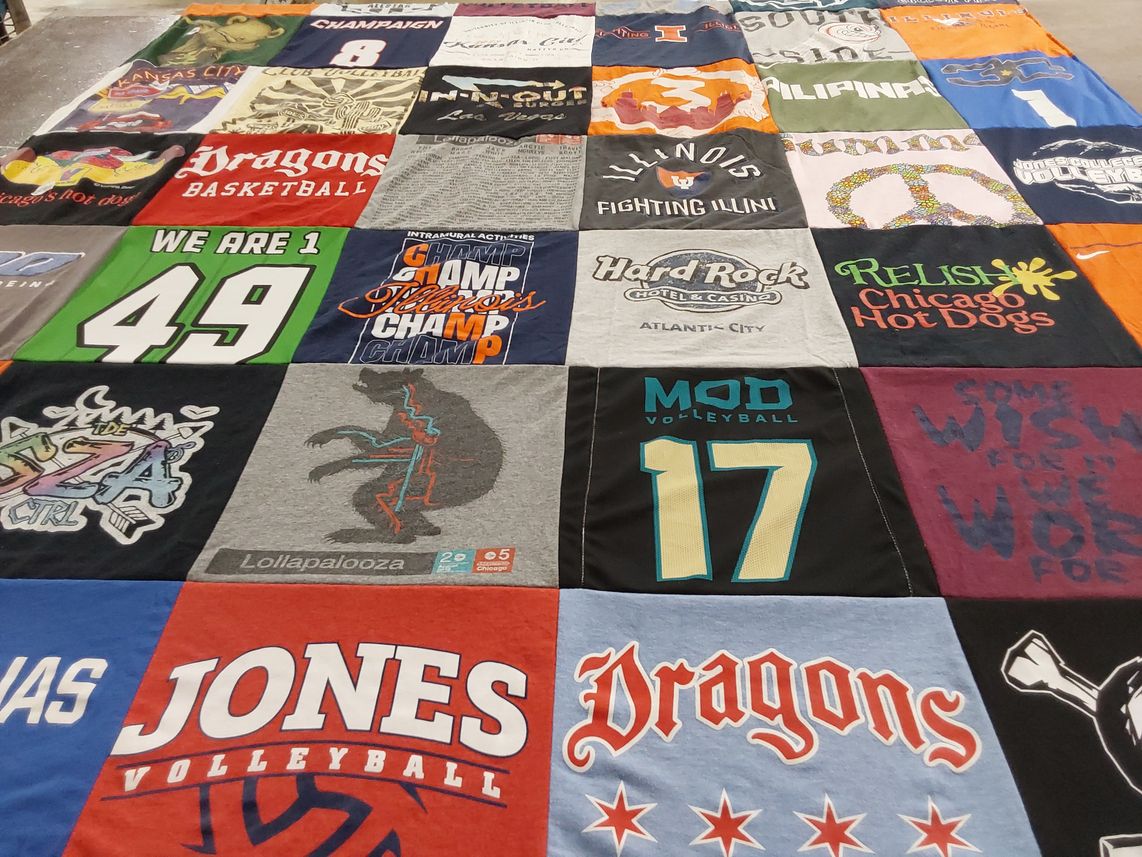 T-shirt quilt featuring dragons volleyball by Connie from IL