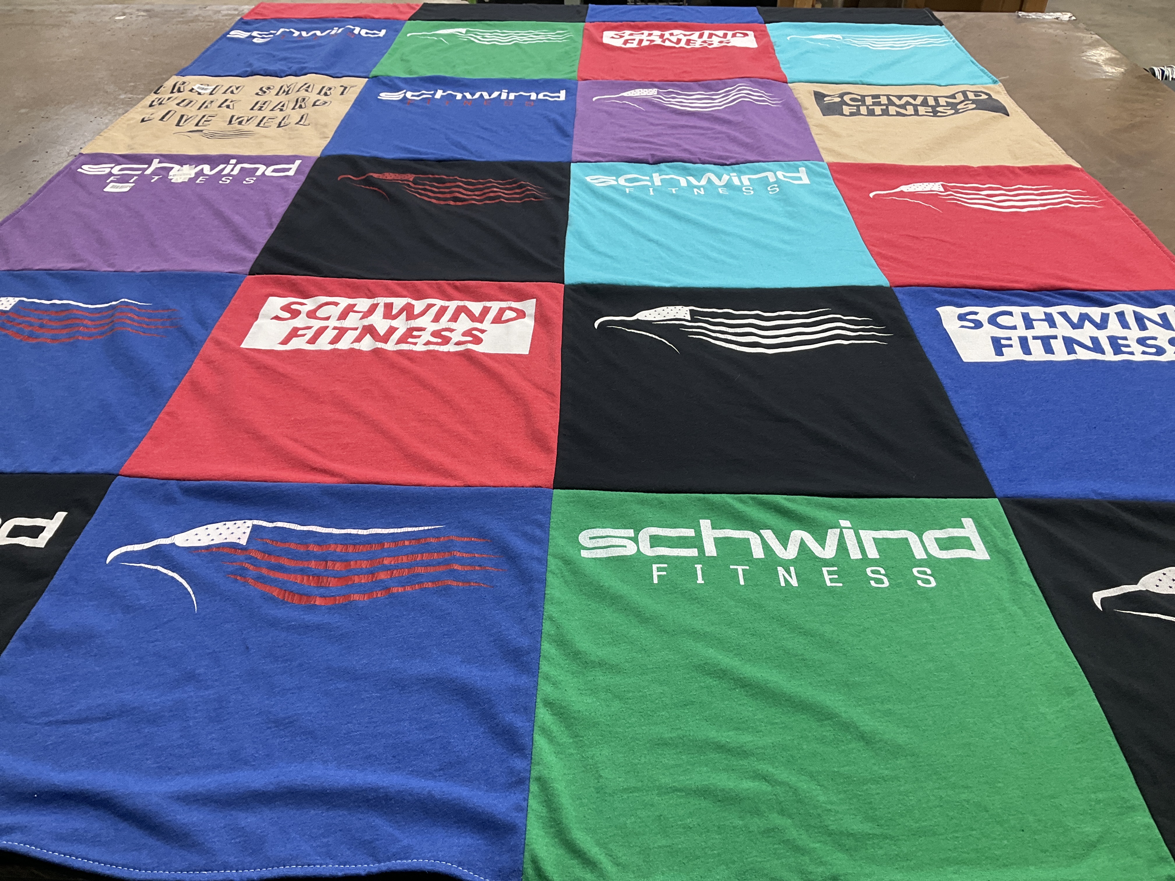 T-shirt quilt with fitness, health themes by Valerie from VA