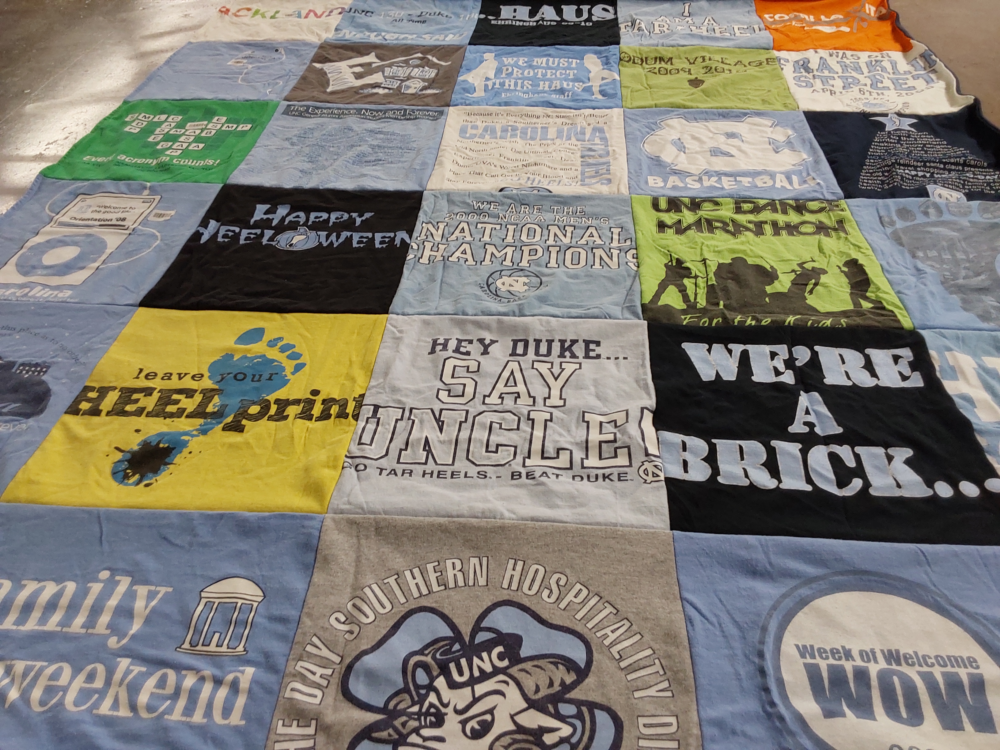 T-shirt quilt featuring tar heels by Emily from NY