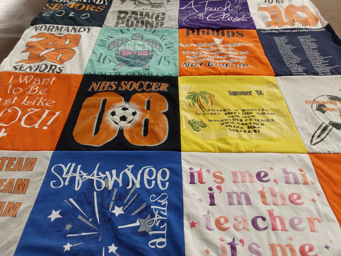 T-shirt quilt featuring nhs soccer by Marguerite from OH