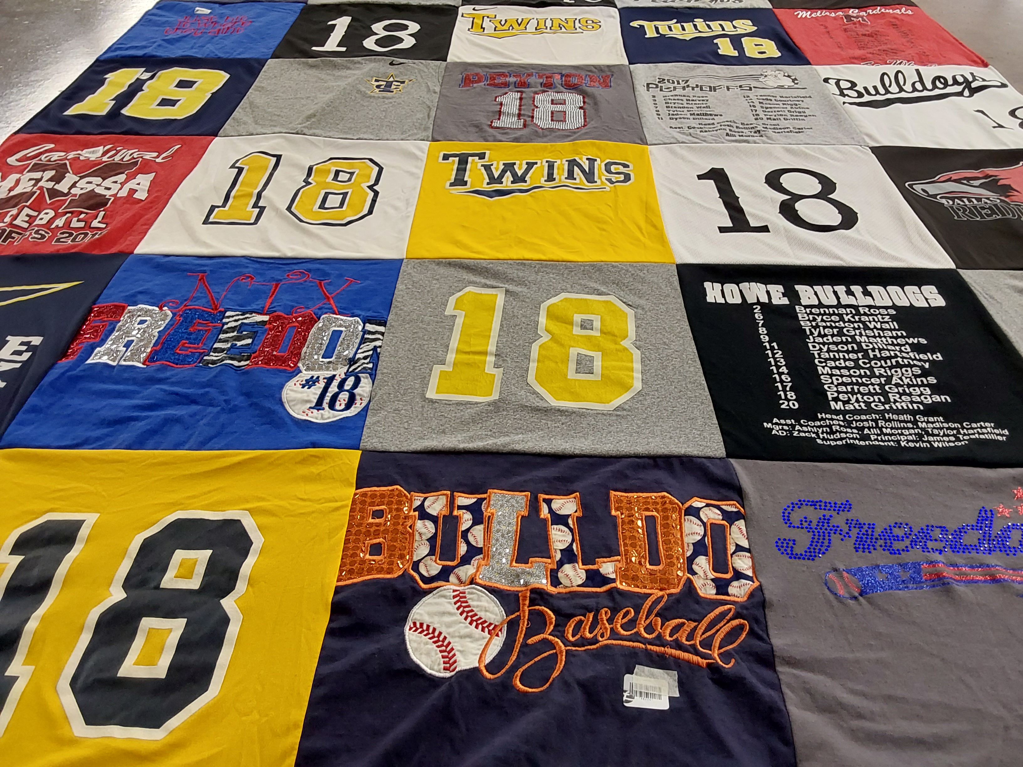 T-shirt quilt featuring howe bulldogs baseball by Stacy from TX
