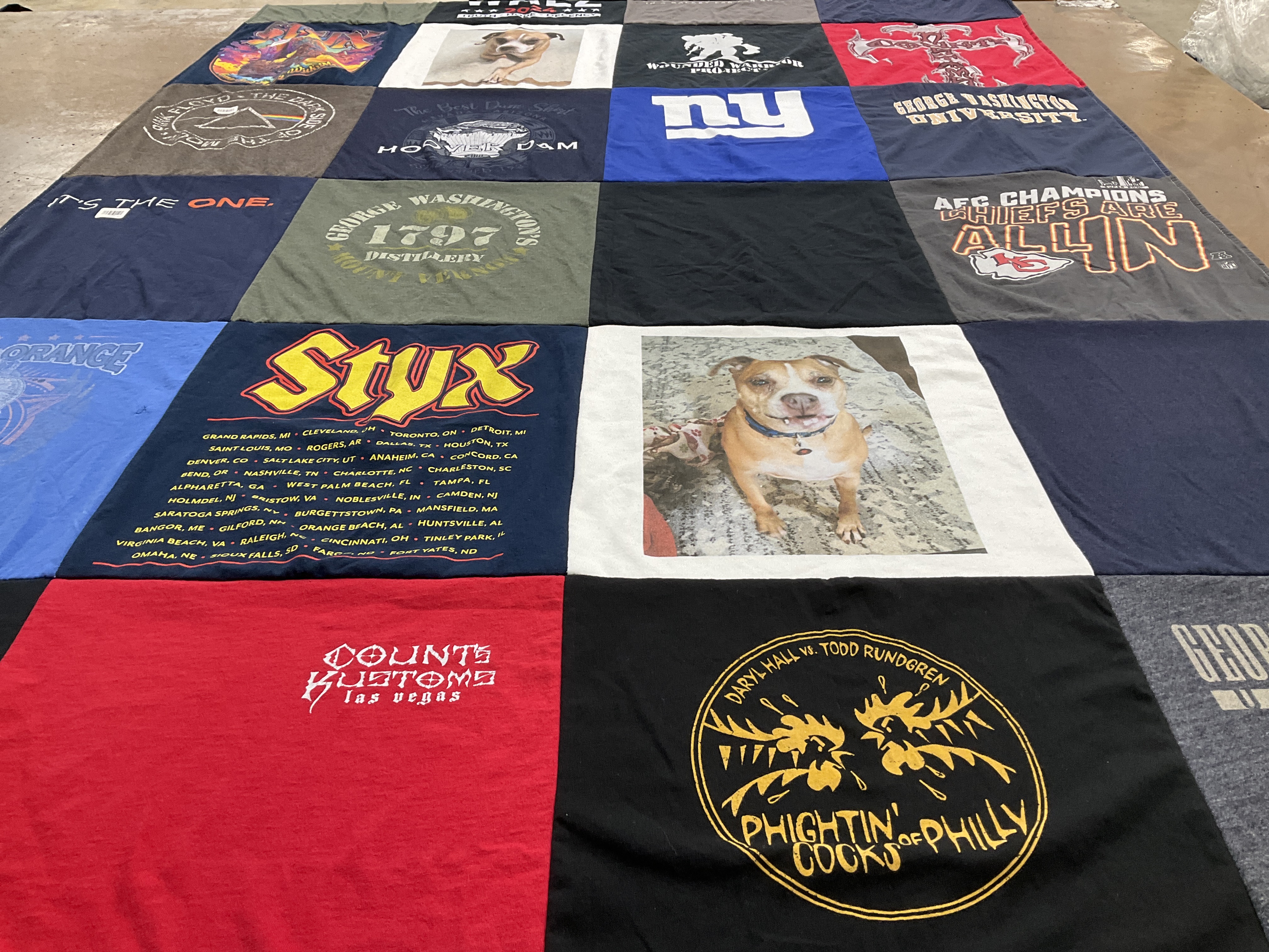 T-shirt quilt featuring new york giants, washington football team by Julie from VA