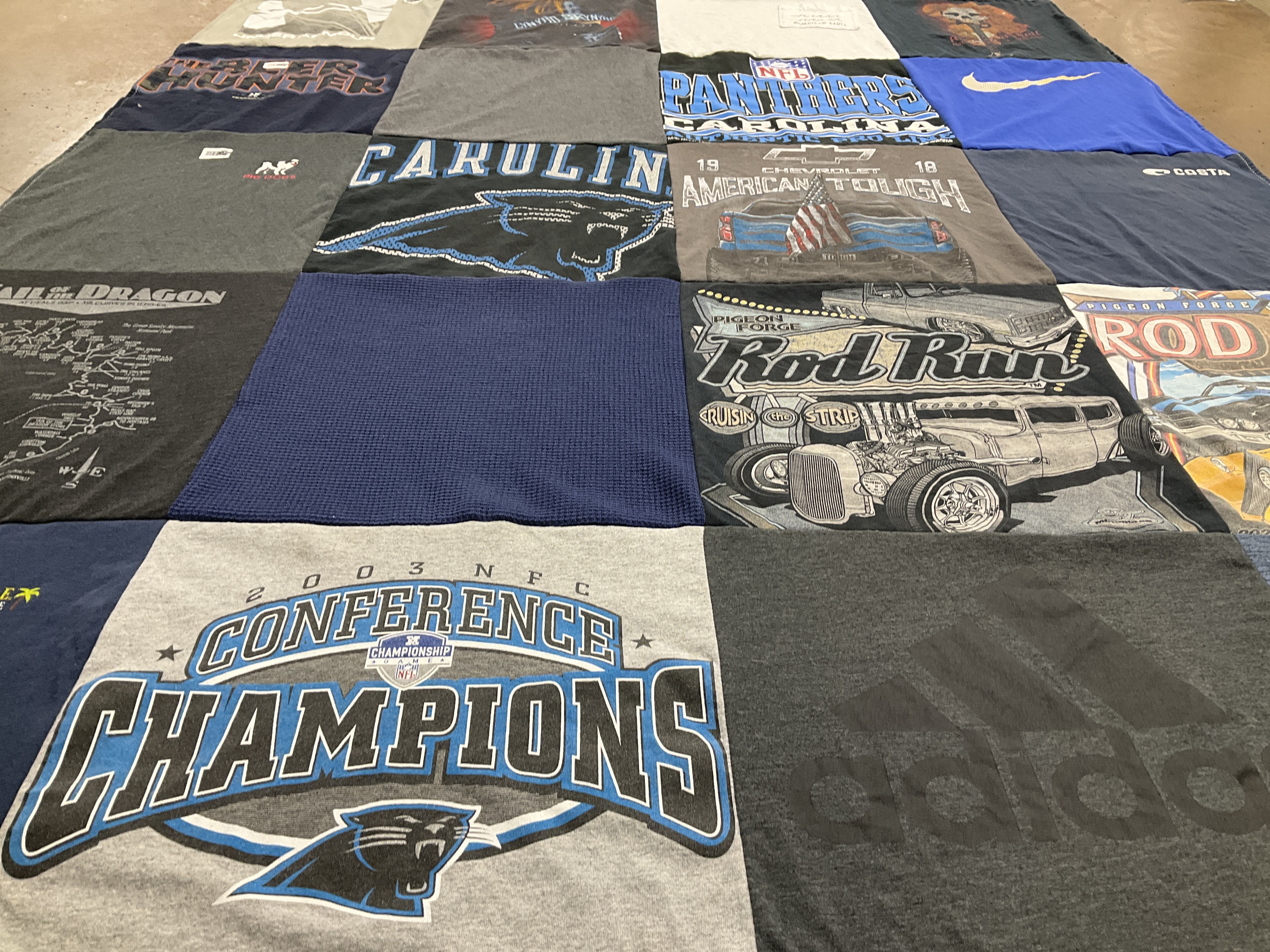 T-shirt quilt featuring carolina panthers by Joni from NC