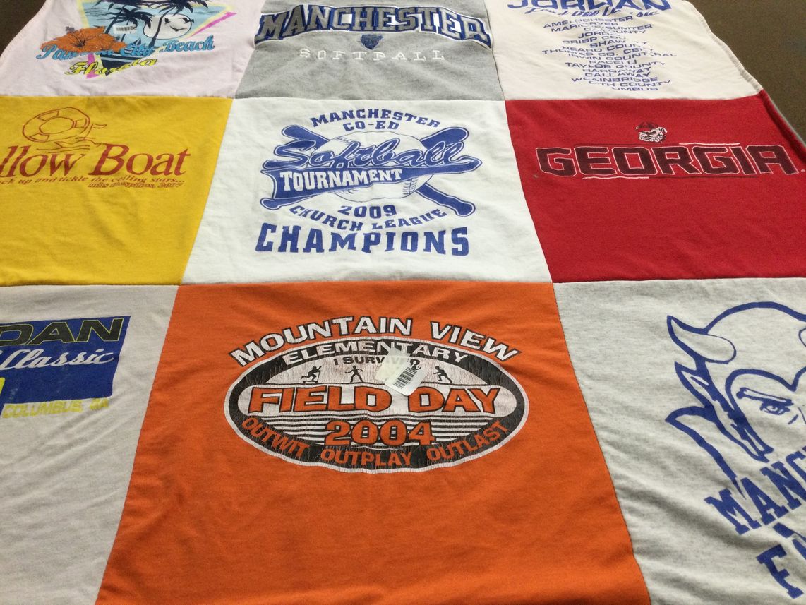 T-shirt quilt featuring manchester softball by Rebecca from GA