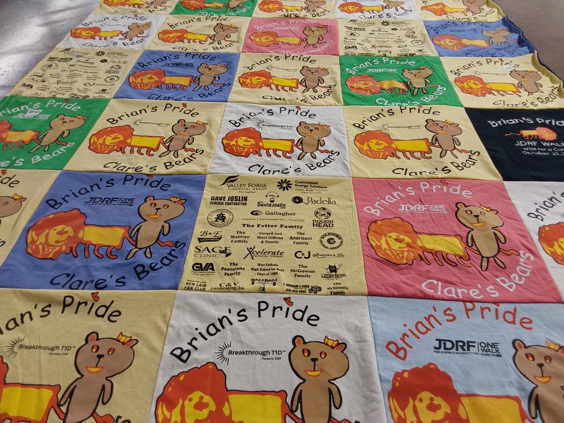 T-shirt quilt with fundraising, awareness themes by Brian from PA