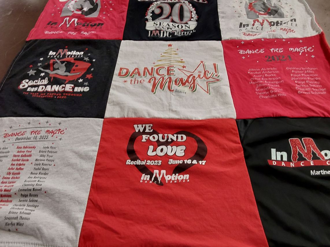 T-shirt quilt with dance themes by S from CA