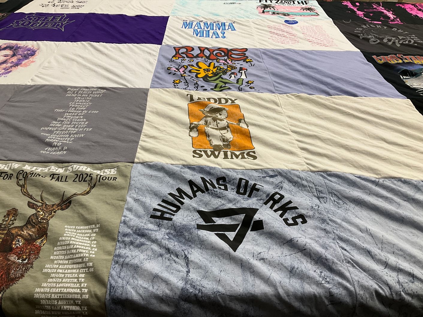 T-shirt quilt with music, theater themes by Niva from CO