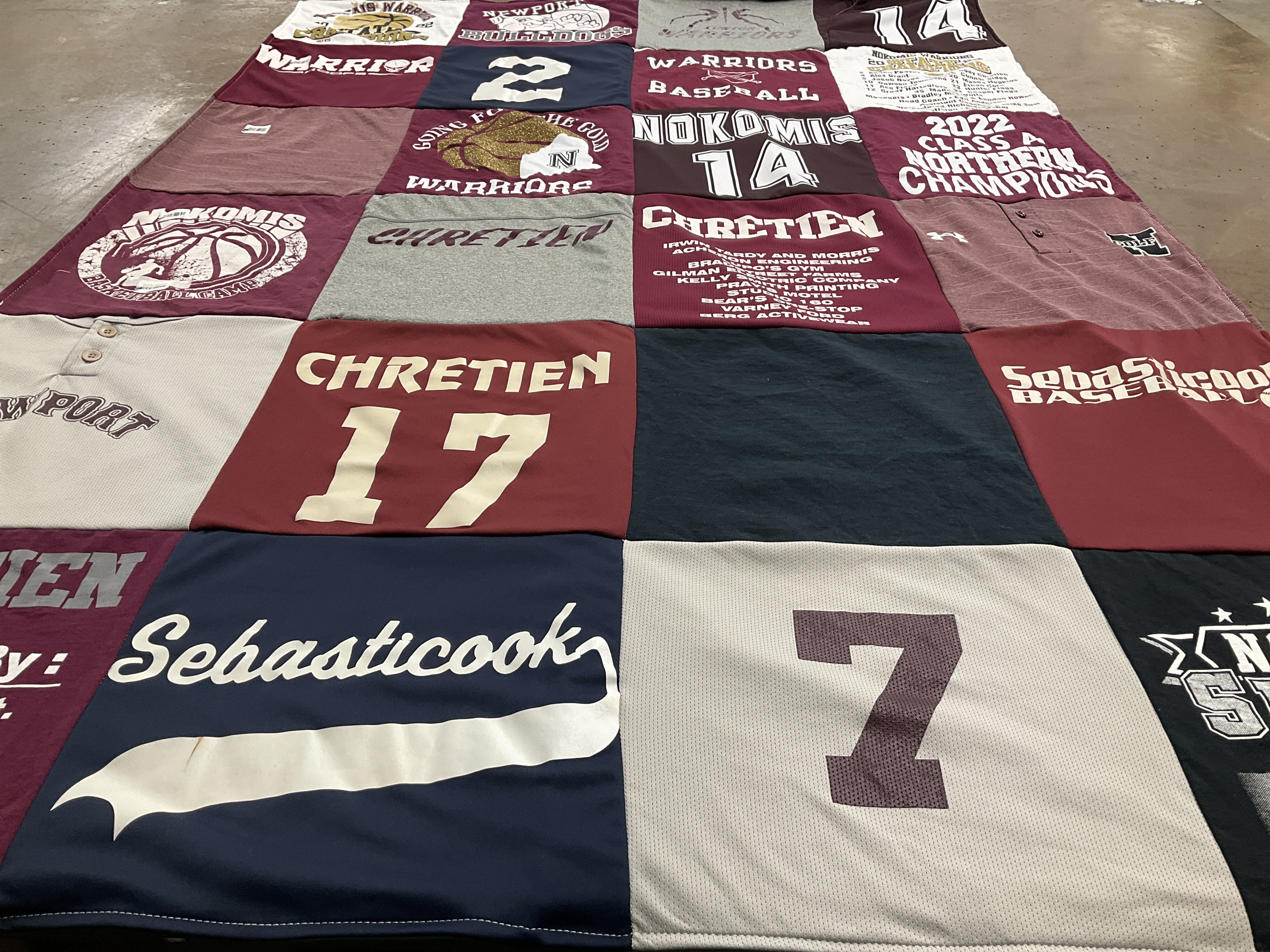 T-shirt quilt featuring nokomis warriors, sebasticook baseball by Amanda from ME